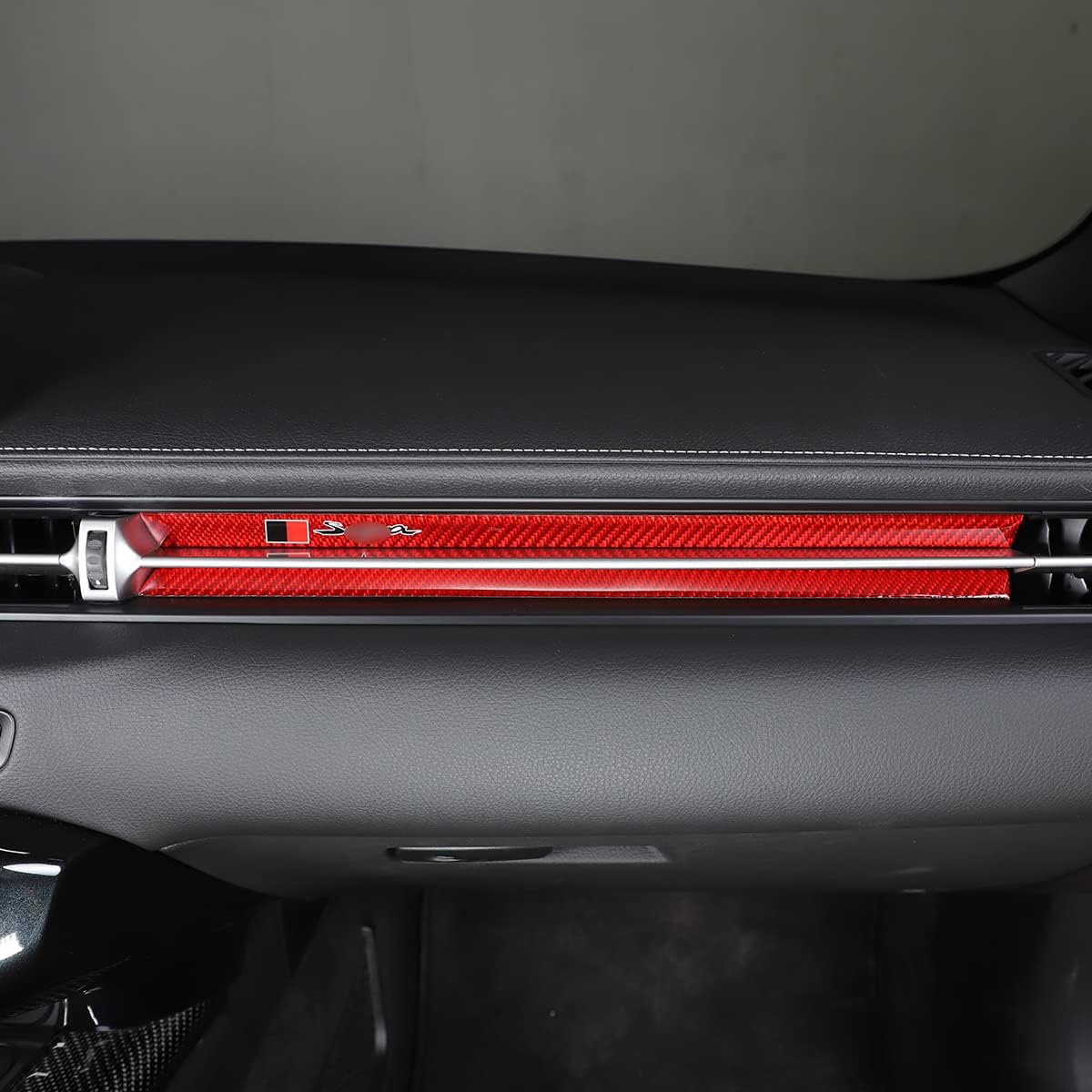 Decoración de salida de aire copiloto para consola central de automóvil (con letra), apto para Toyota Supra GR A90 A91 MK5 2019-2022, borde de fibra