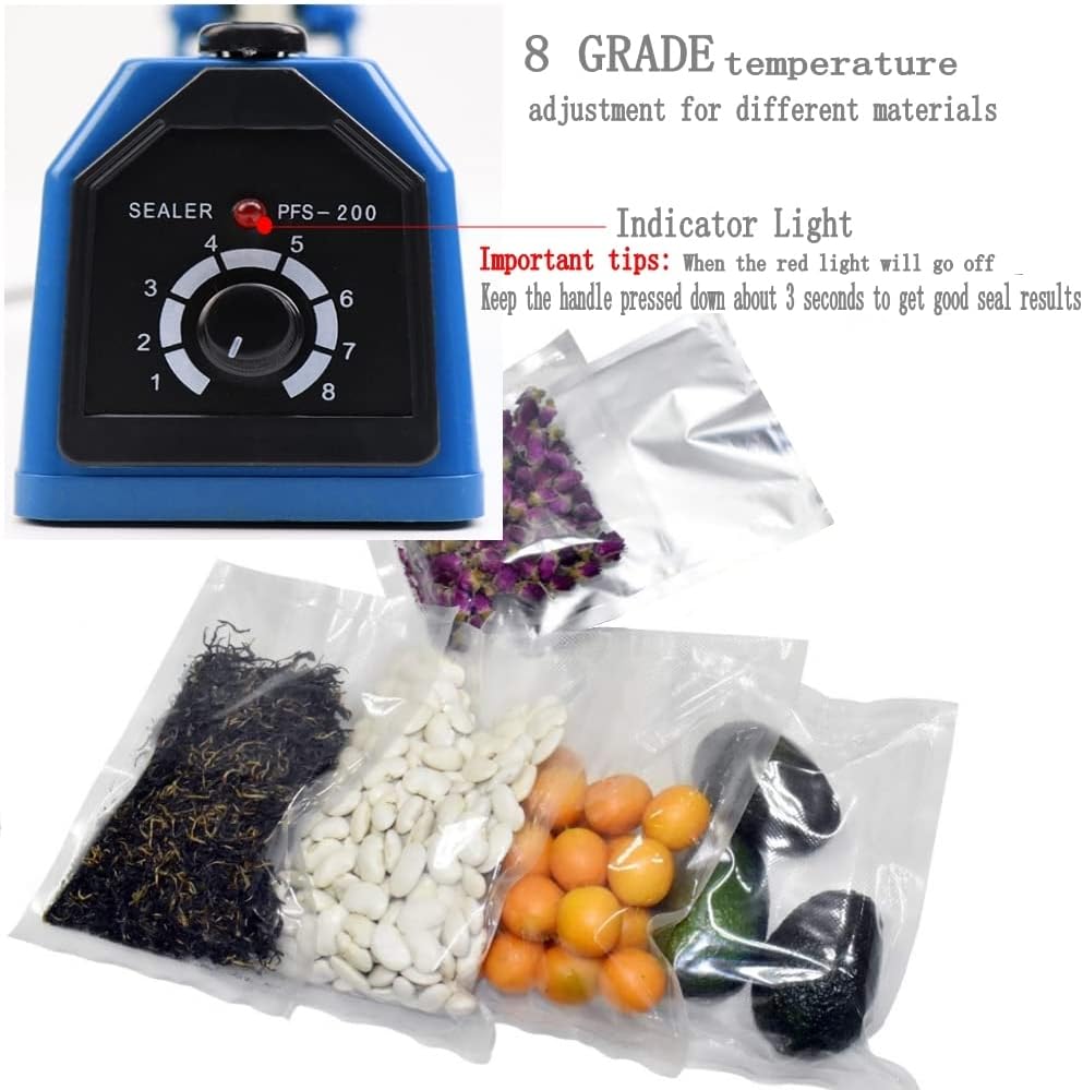 Sellador térmico por impulsos Bolsas manuales Máquina de sellado por impulso de 8 pulgadas para bolsas de plástico PE PP Bolsas con agarre de