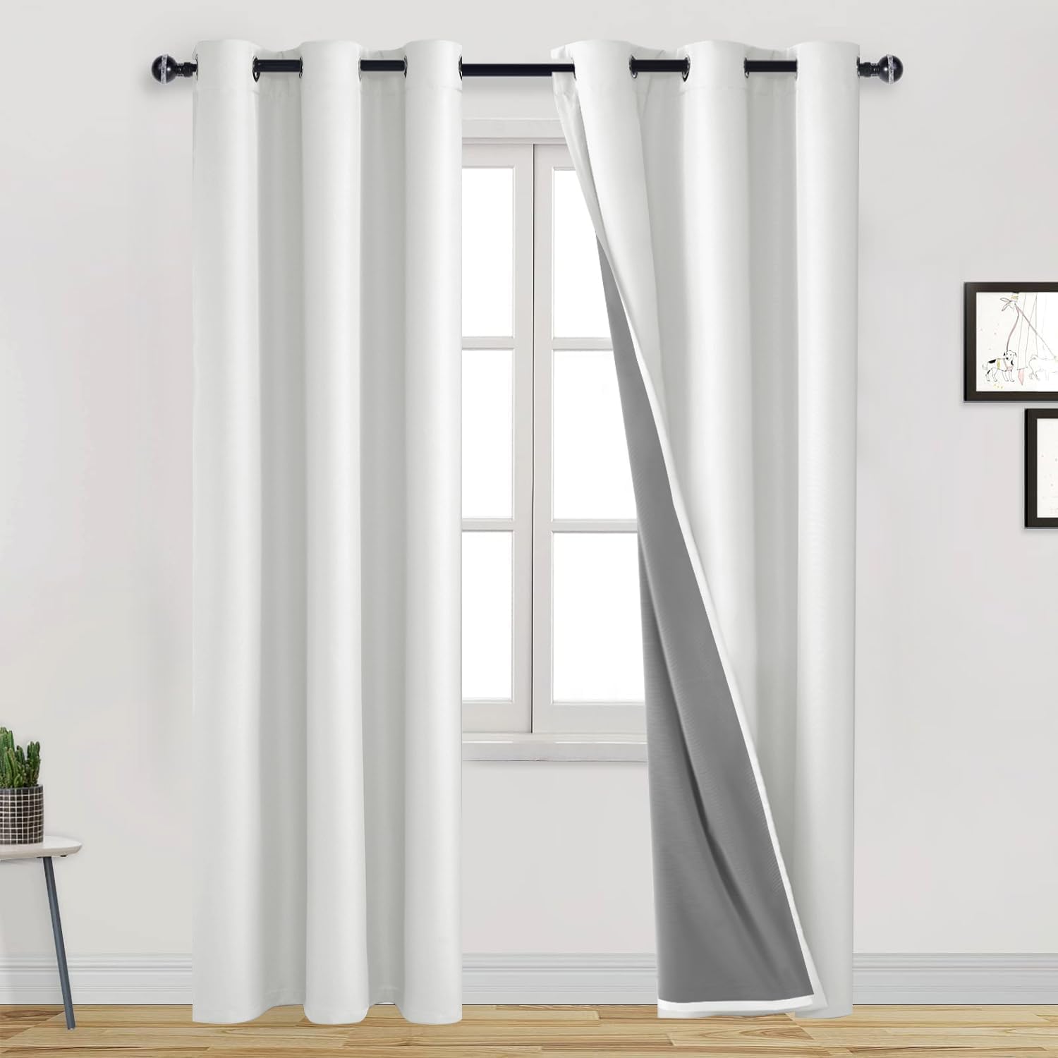 DWCN Cortinas 100% opacas de 84 pulgadas de largo para dormitorio, con aislamiento térmico, a prueba de sonido, cortinas opacas completas, 2 paneles