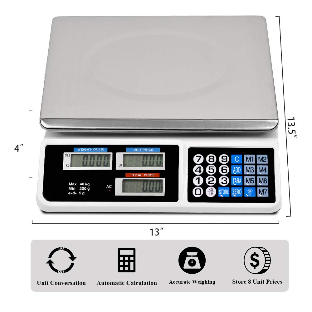 Báscula digital de precio electrónico LCD digital comercial para carne, peso