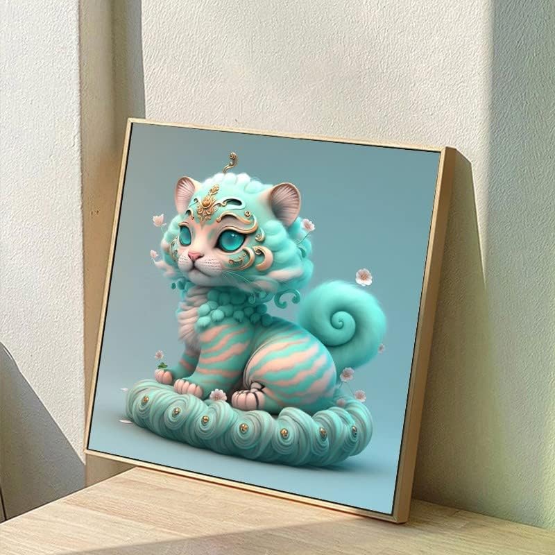 Kits de pintura de diamantes 5D, tigre verde, bricolaje, diamante redondo completo, pintura de diamante para adultos, kit de pintura con accesorios