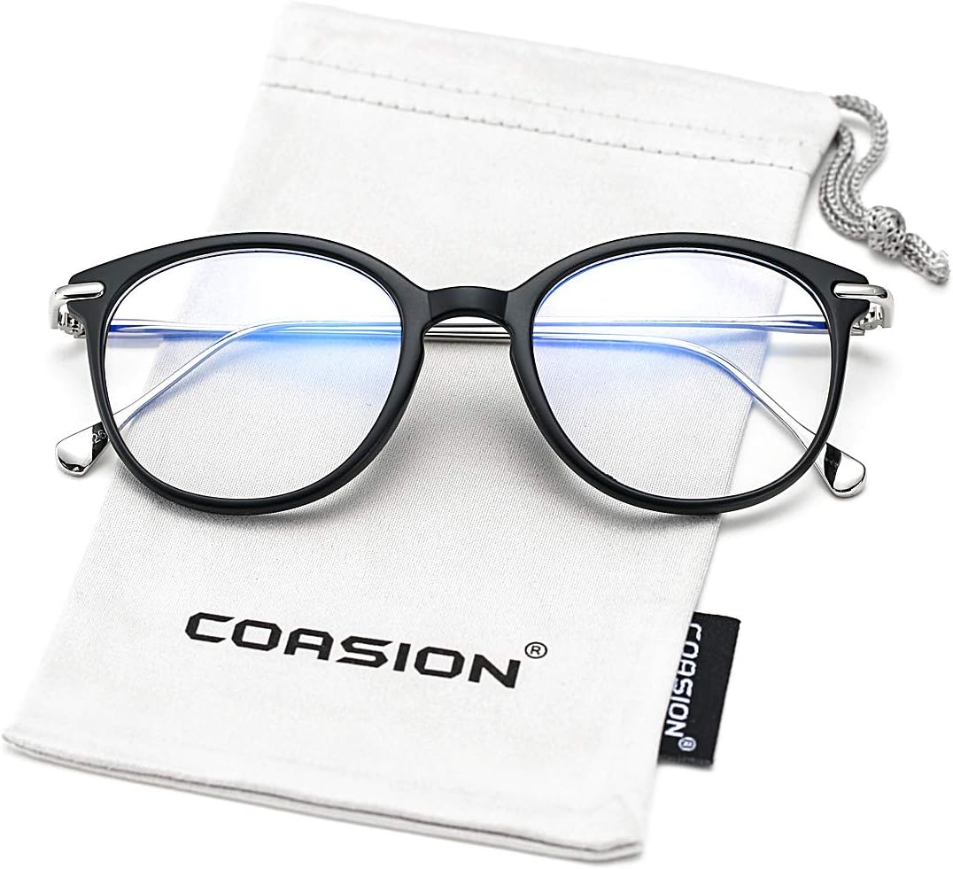 COASION Lentes de bloqueo de luz azul para mujer, estilo vintage, redondas, antirrayos azules, lentes para juegos de computadora