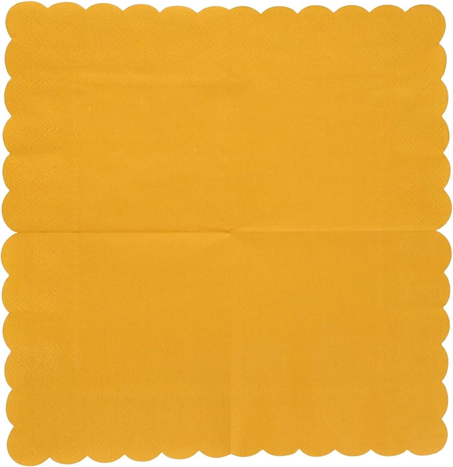 Juvale Paquete de 100 servilletas de papel amarillo mostaza, servilletas de cóctel festoneadas, desechables para bodas, fiestas de cumpleaños (5 x 5