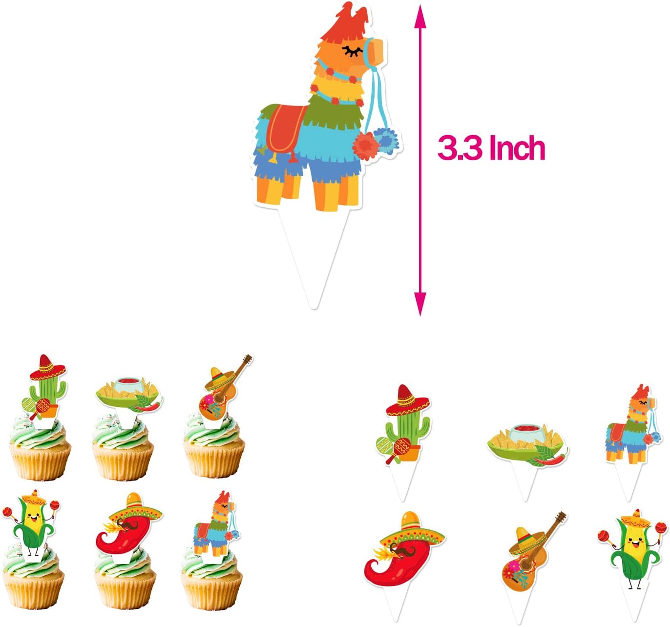 Decoraciones de fiesta para fiestas, abanicos de papel colgantes coloridos con temática mexicana, pompones de papel arcoíris, banderines de fiesta y