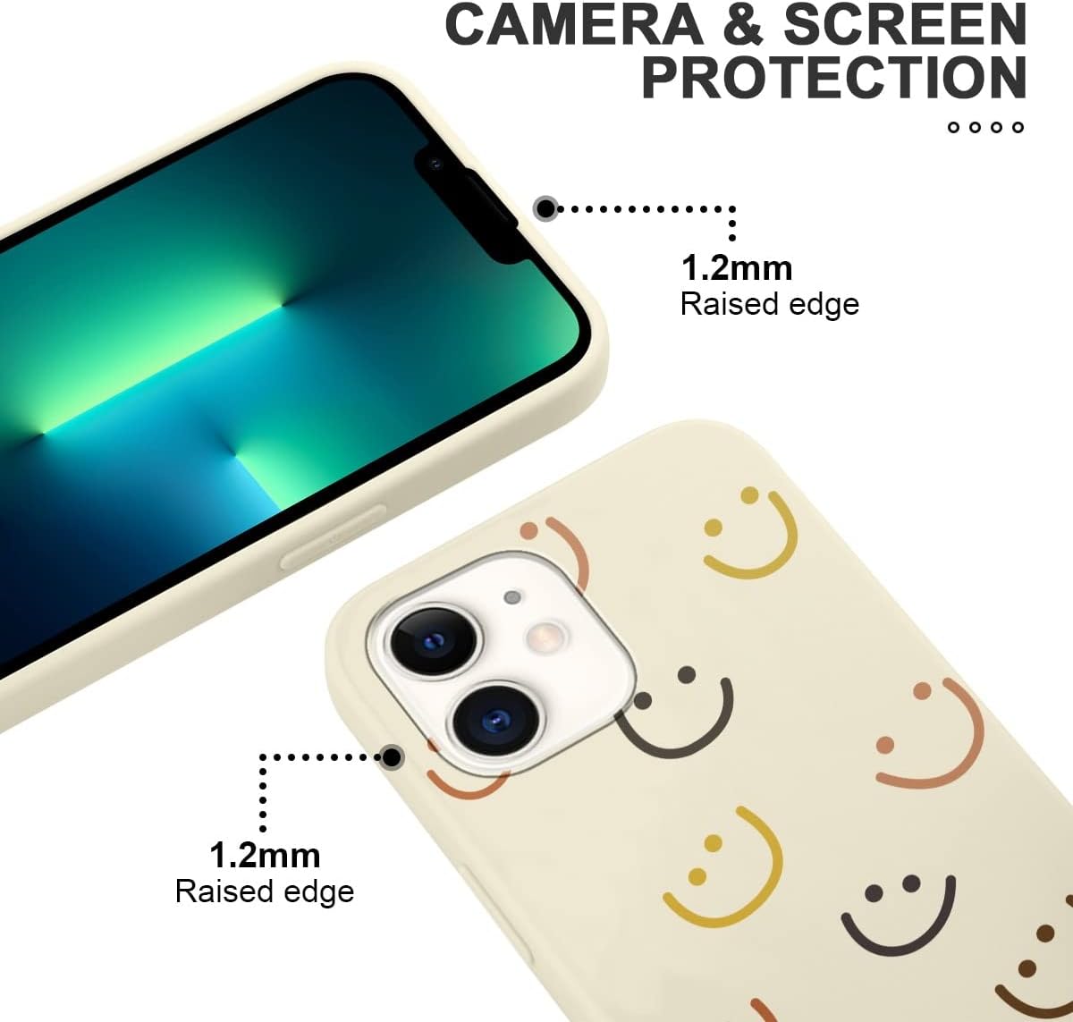 Paquete de 2 fundas de teléfono para iPhone 13 Pro Max de 6.7 pulgadas, diseño estético de sonrisa linda, silicona suave, delgada, TPU a prueba de