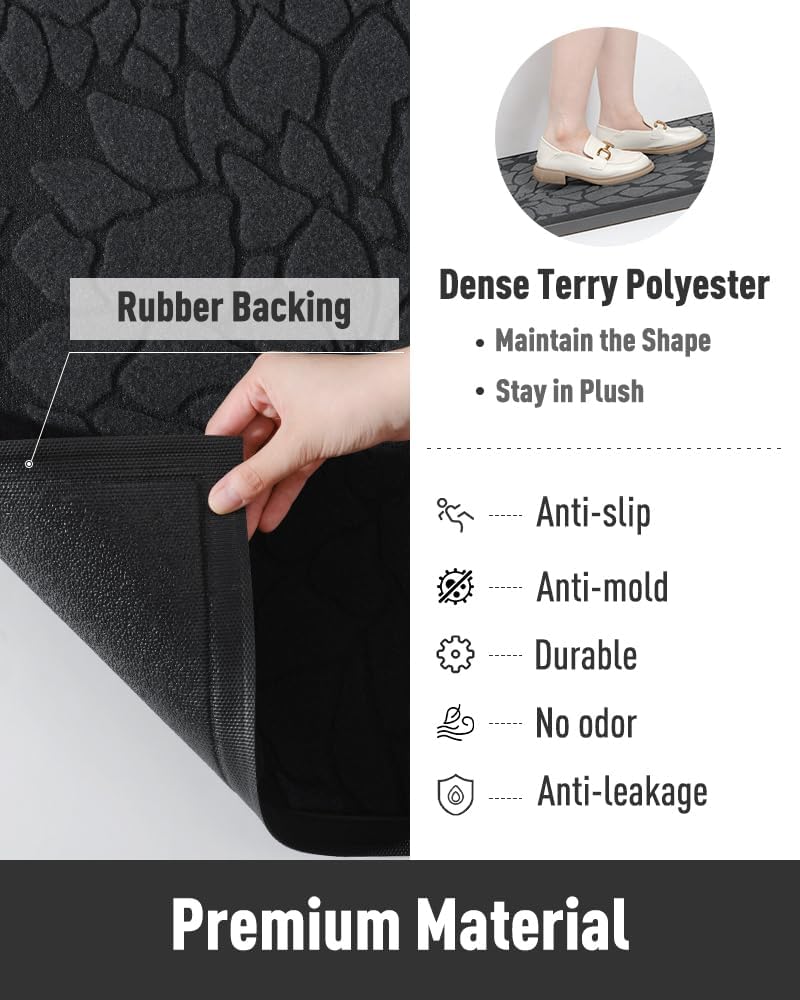 AMOAMI – Tapete de puerta  Tapete de bienvenida absorbente resistente para puerta delantera, tapete de goma antideslizante para puerta delantera,