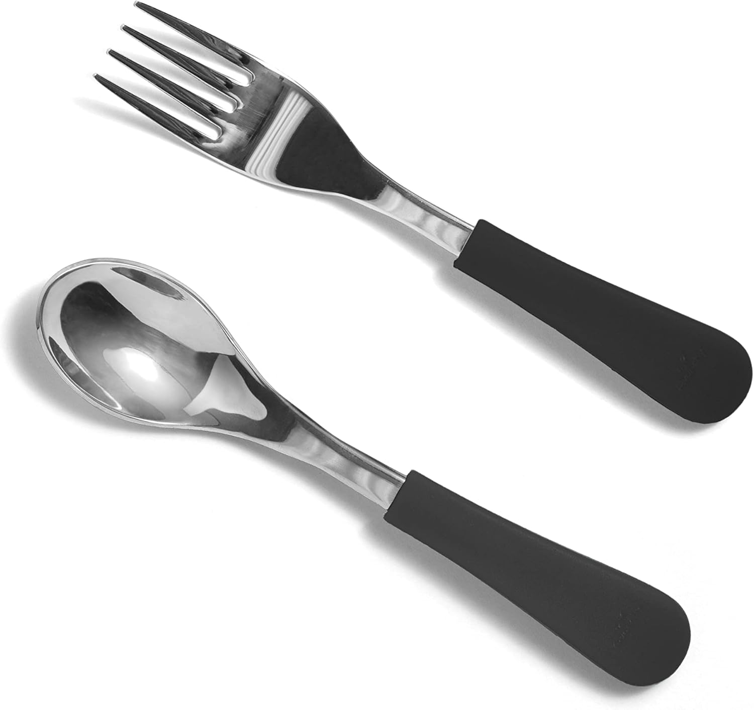 Avanchy Juego de tenedores para bebés, utensilios de acero inoxidable y silicona, cubiertos de destete LED para bebés, cubiertos de cubiertos para