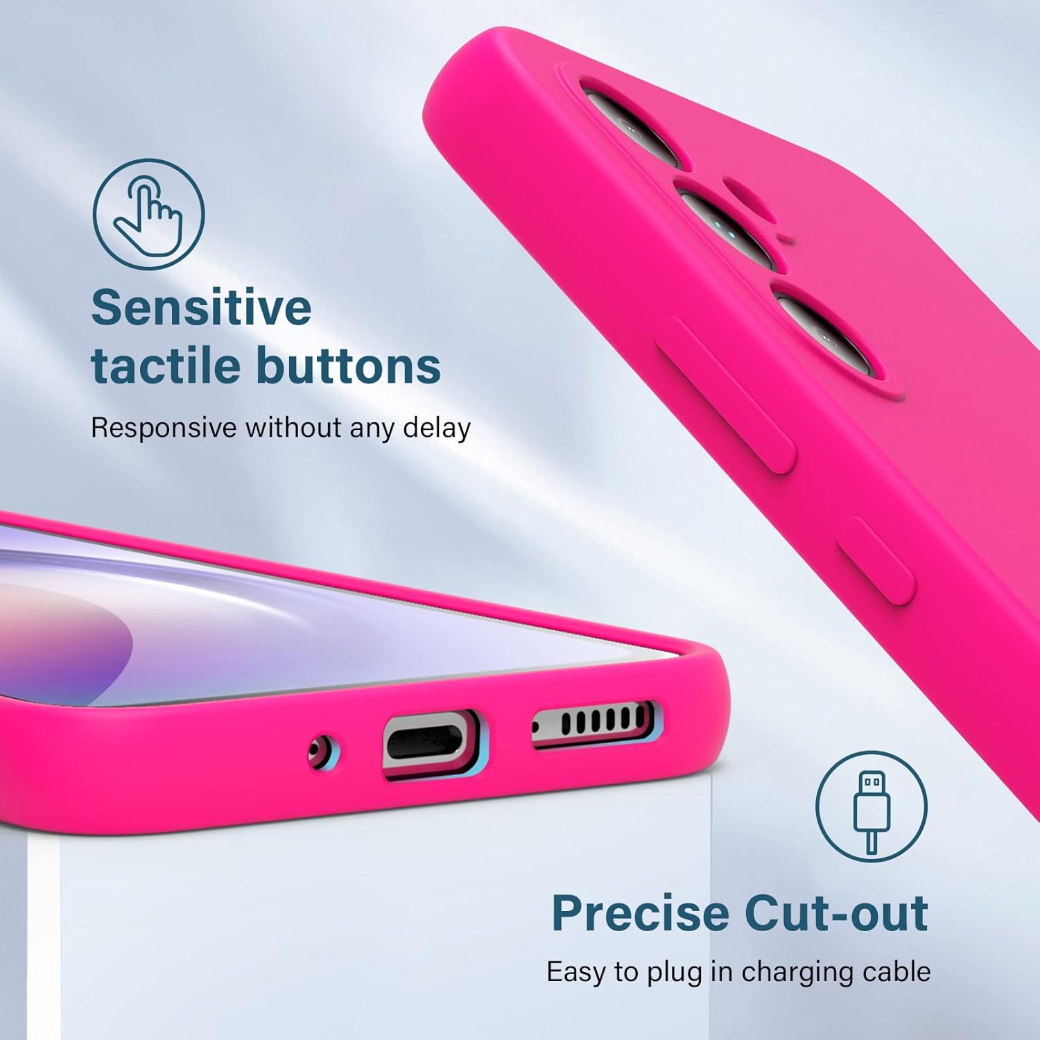 ZUSLAB Funda de silicona compatible con Samsung Galaxy A54 5G 2023, 1 protector de pantalla de vidrio templado, funda de goma TPU de cuerpo completo