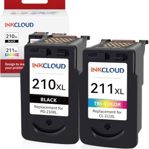 INKCLOUD Cartuchos de tinta compatibles de repuesto para Canon PG-210XL CL-211XL para impresora PIXMA IP2702 MP230 MP240 MP250 MP280 MP480 MP490 INKCLOUD Cartuchos de tinta compatibles de repuesto para Canon PG-210XL CL-211XL para impresora PIXMA IP2702 MP230 MP240 MP250 MP280 MP480 MP490