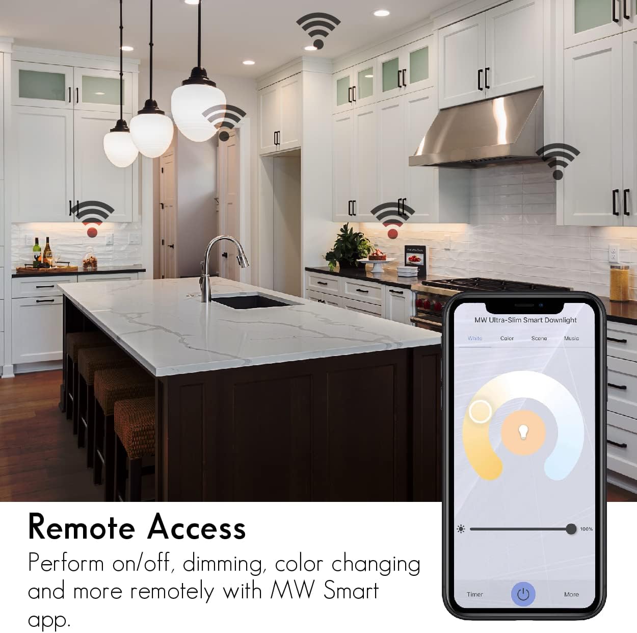 mw Lighting BR30 – Bombilla inteligente funciona con Wi-Fi RGBW que cambia de color, bombillas LED compatibles con Alexa y Google Home Assistant,