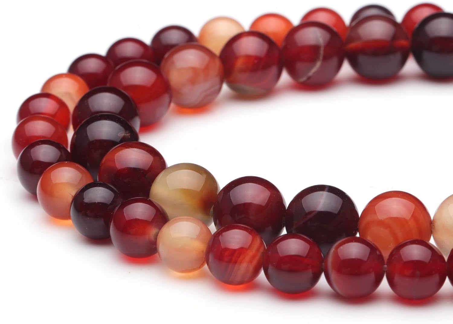 Cuentas de piedras preciosas naturales para la fabricación de joyas, cuentas redondas lisas pulidas de ágata rojo vino de 0.315 pulgadas, cuentas