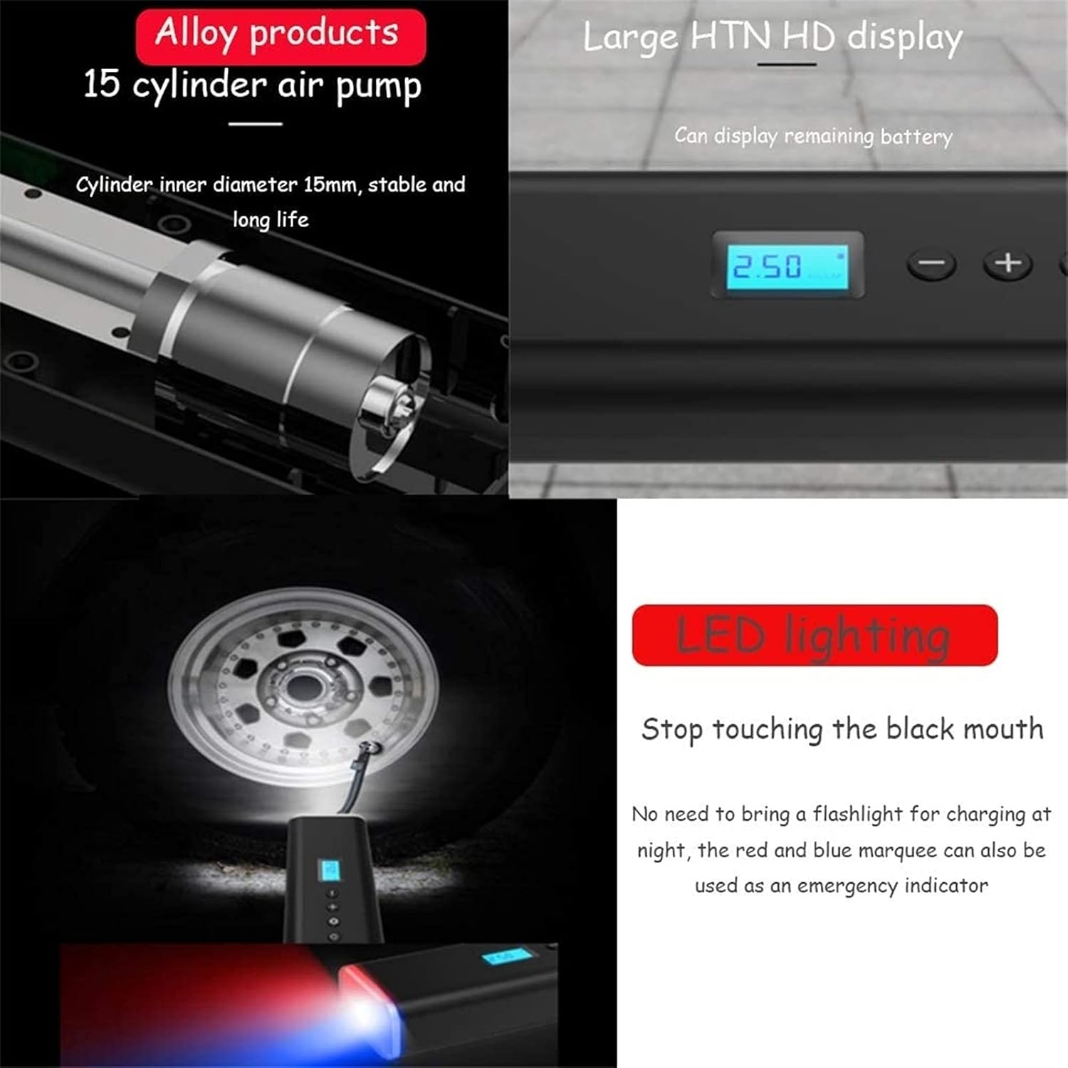 CAFFIA Tire Inflator Portable Air Compressor, Wireless Rechargeable Air Pump for Car Tires Bicycles with Pressure Gauge Auto Shut Off Cordless