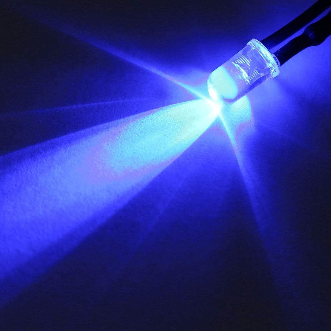 uxcell 4pcs 0.197 in pre cableado LED, azul DC9-12V lente transparente, diodos emisores de luz