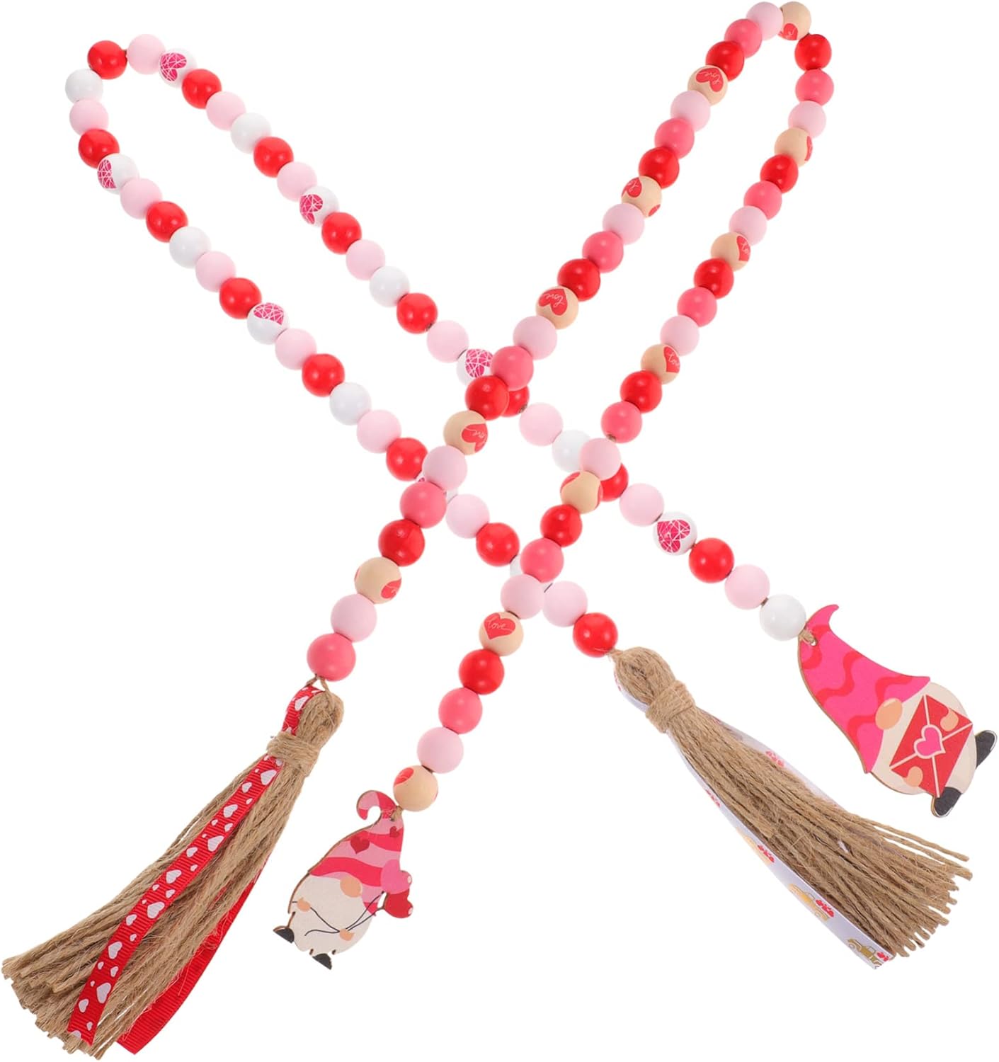 Abaodam 4 Pcs Wooden Bead Hanging String Household Decor Wooden Serving Trays Home Decorations Wood Bead Garland Valentines Day Decor Love Beaded