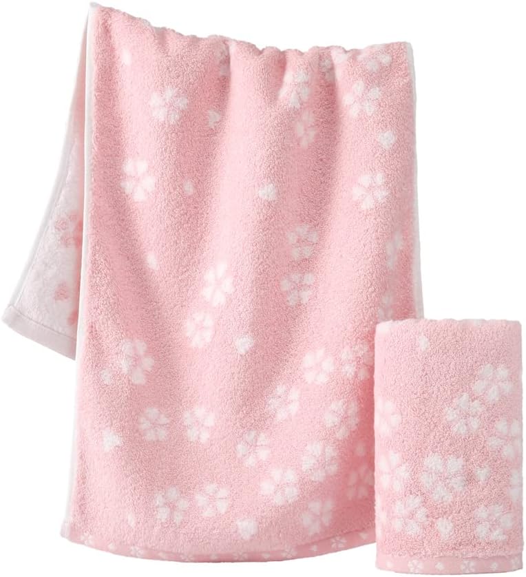 sense gnosis Juego de 2 toallas de mano color rosa súper suaves 100% algodón, diseño floral Sakura, súper suaves, altamente absorbentes, toallas de