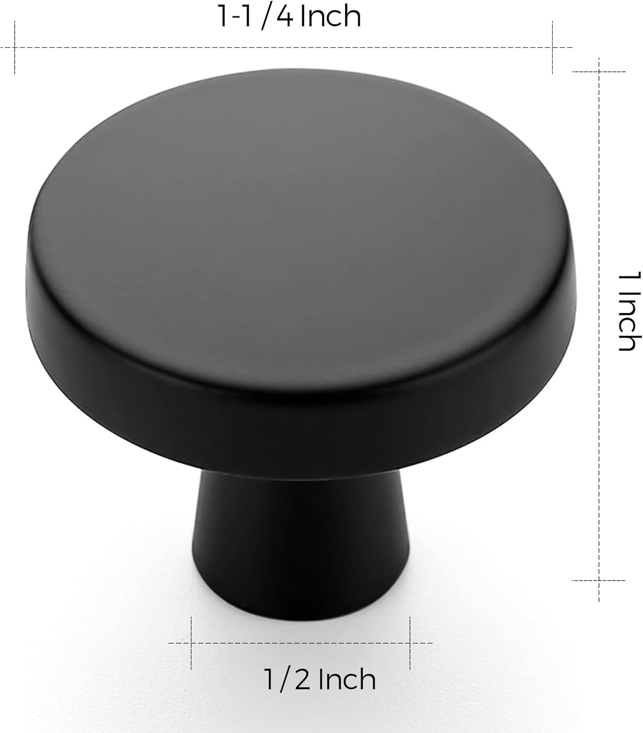Ravinte YN5HS50 – Paquete de 50 perillas redondas sólidas para gabinetes de cocina de 1-14 pulgadas, pomos de cajones de aparador, color negro mate,