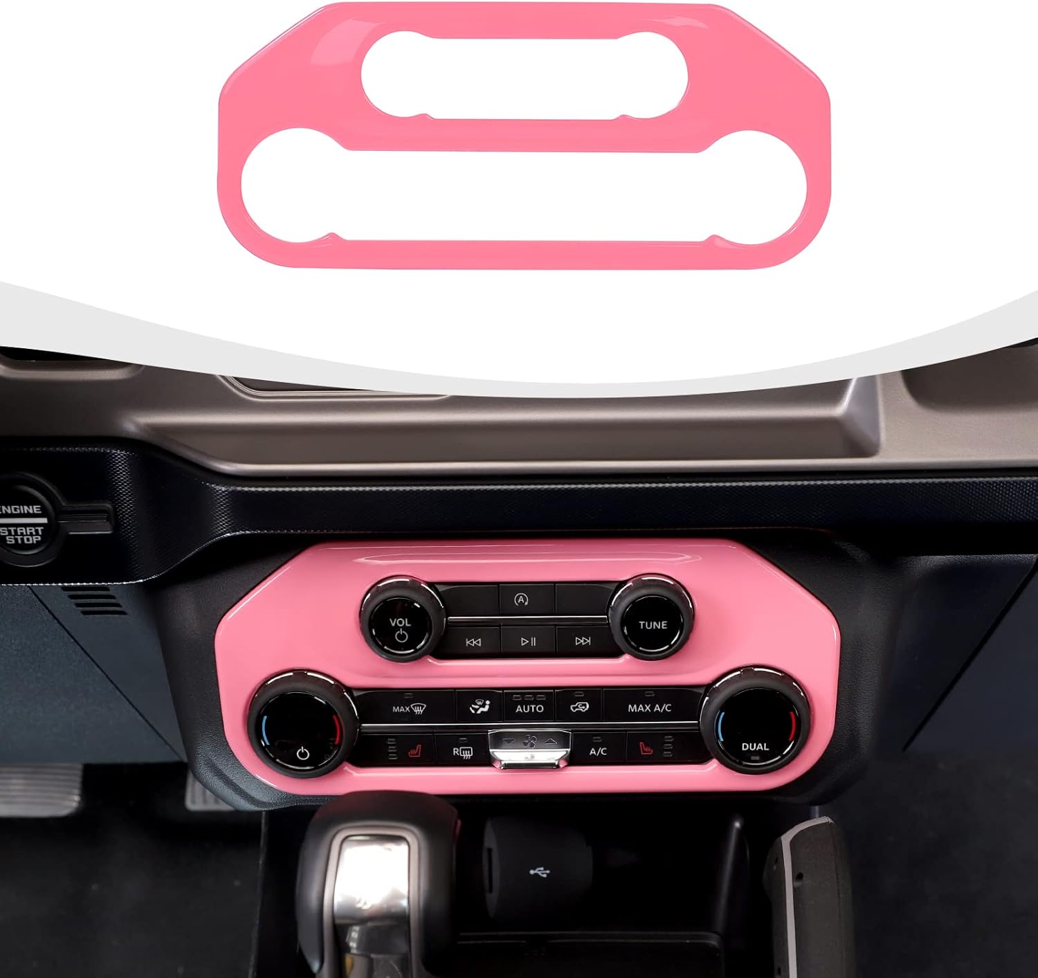 Cubierta para panel de interruptor de aire acondicionado, consola central AC, ajuste de botón compatible con accesorios interiores Ford Bronco