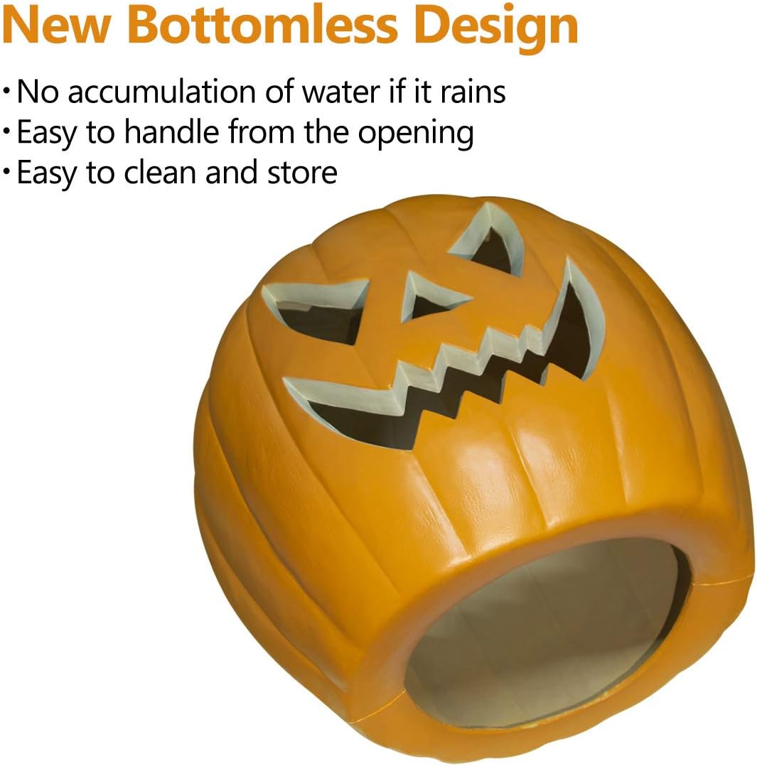 Farol de calabaza Jack O iluminado de Halloween para decoración de interiores y exteriores, farol de calabaza preiluminado con cable certificado ETL