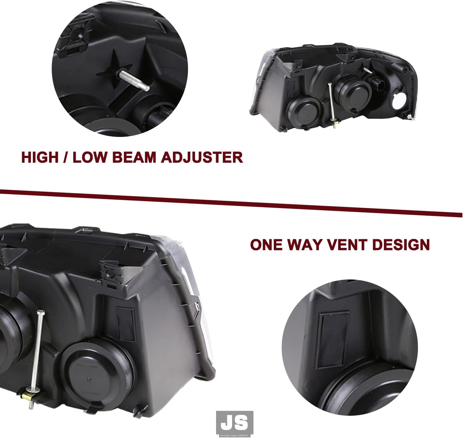 JSBOYAT Conjunto de faros delanteros con bombillas de repuesto para Ford Expedition 2003-2006 lado del pasajero y del conductor, carcasa cromada con