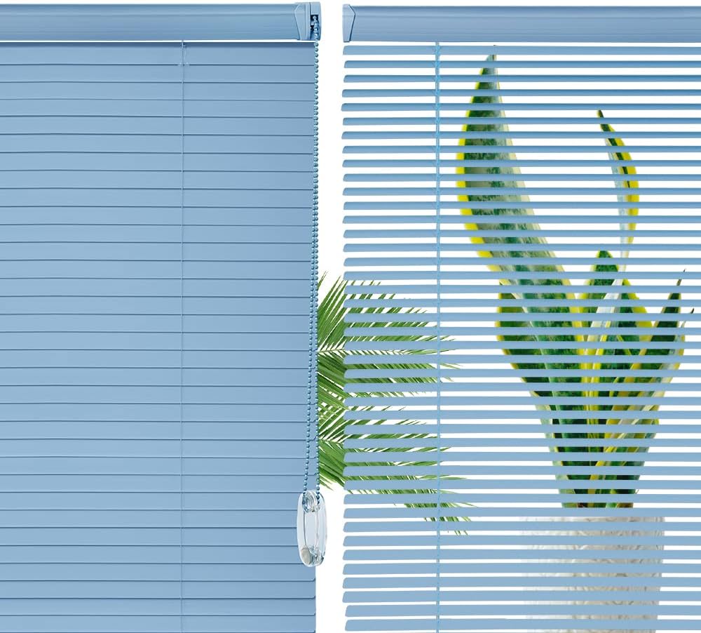 Persianas de vinilo de 1 pulgada para ventanas con cable, persianas y persianas, mini persianas para ventanas, persianas horizontales, persianas de