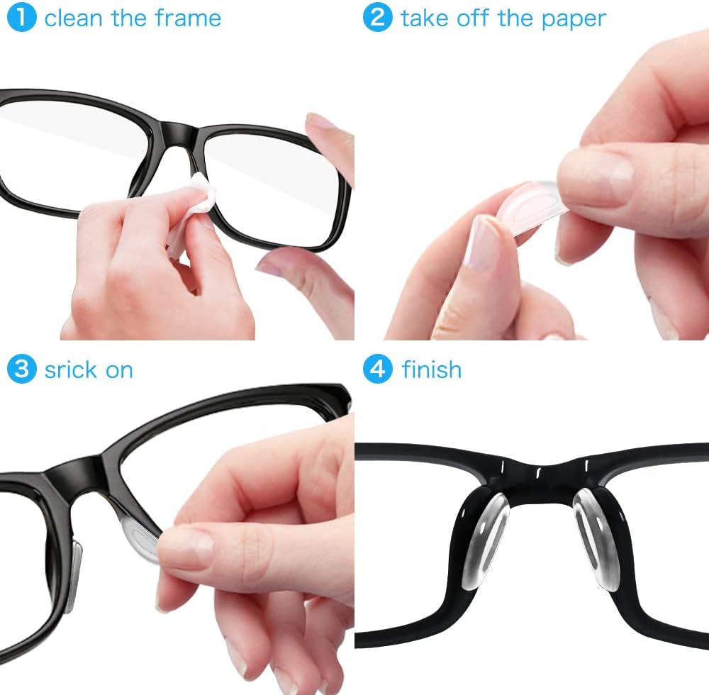 10 pares de almohadillas de nariz antideslizantes y suaves, almohadillas de silicona para la nariz para gafas (transparente0.079 pulgadas)