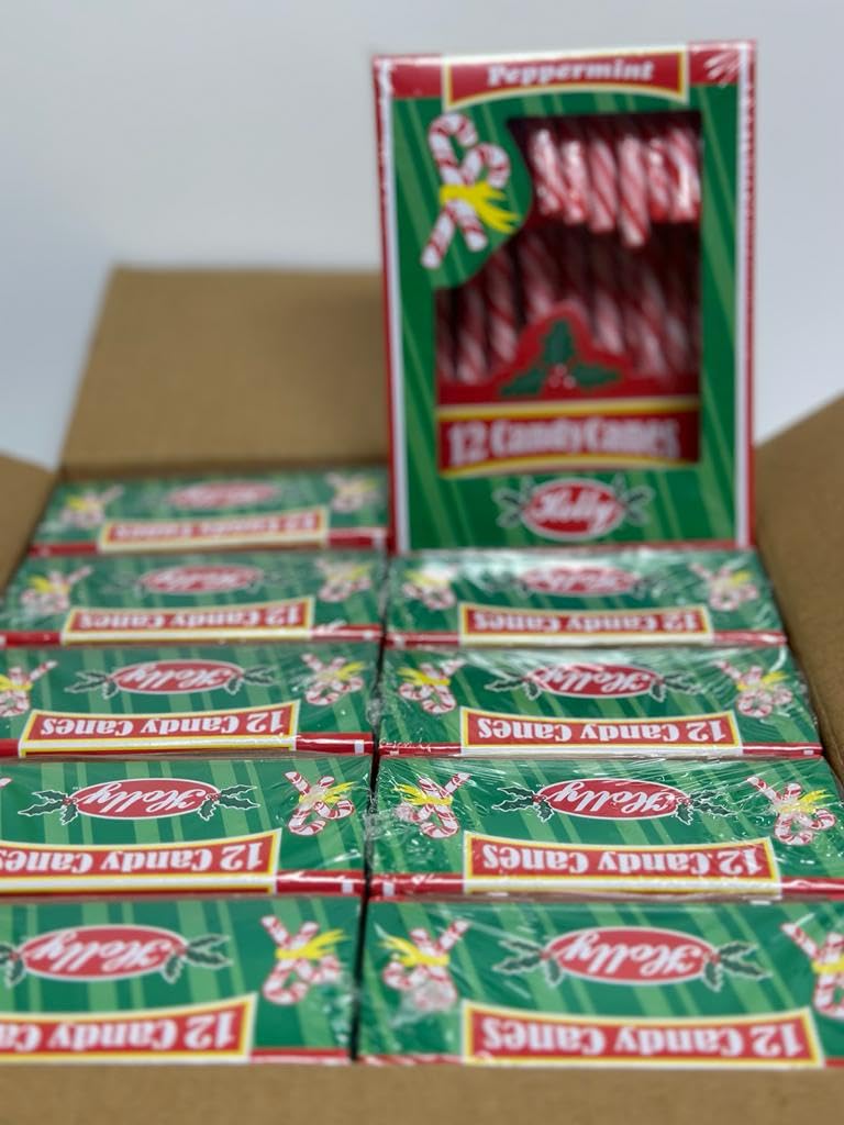 Sabor a menta de bastón de caramelo, rayas rojas y blancas envueltas individualmente, folleto de ideas creativas y caja de golosinas Muchai incluida