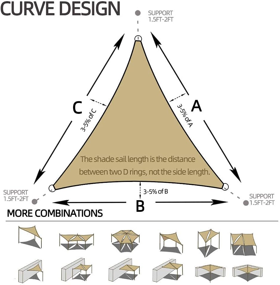 Toldo triangular turquesa de 8 x 8 x 8 pies, toldo para patio al aire libre, bloqueo UV, tamaño personalizado aceptado