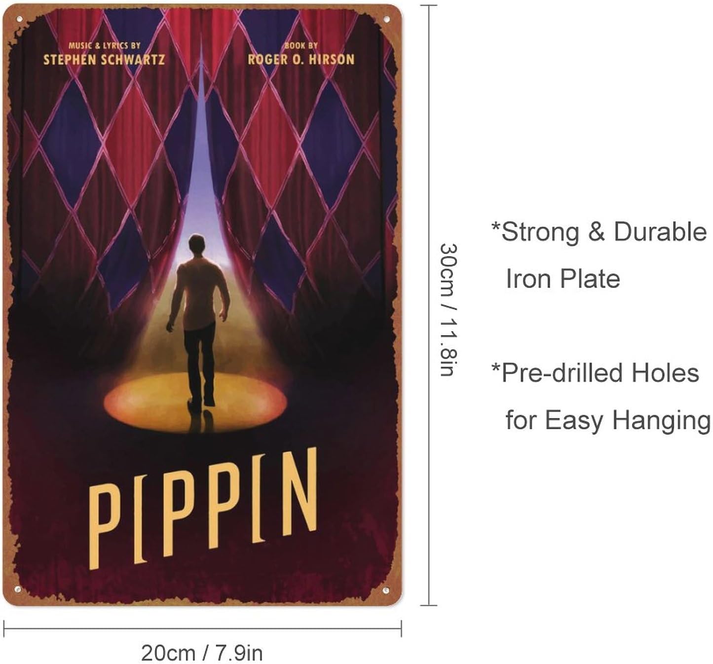 Cartel de decoración de pared con diseño de película Pippin de 12 x 8 pulgadas, letrero de metal para decoración de pared, cueva, bar, club, hogar,