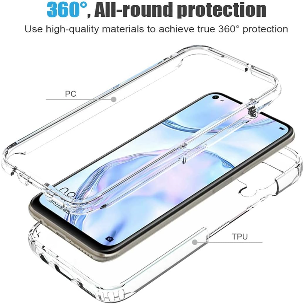 Bohefo Funda transparente compatible con P40 Lite 4GNova 6 SENova 7i JNY-L21A con protector de pantalla de vidrio templado, bonito protector de