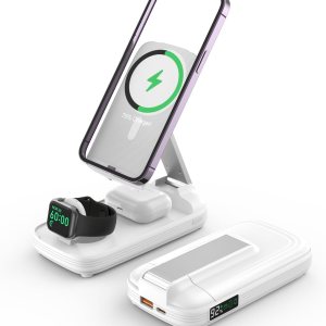 BezosMax – Estación de carga inalámbrica 5 en 1 con banco de energía de 10000 mAh, pantalla digital, magnética, automática de 20 W, estación de BezosMax – Estación de carga inalámbrica 5 en 1 con banco de energía de 10000 mAh, pantalla digital, magnética, automática de 20 W, estación de