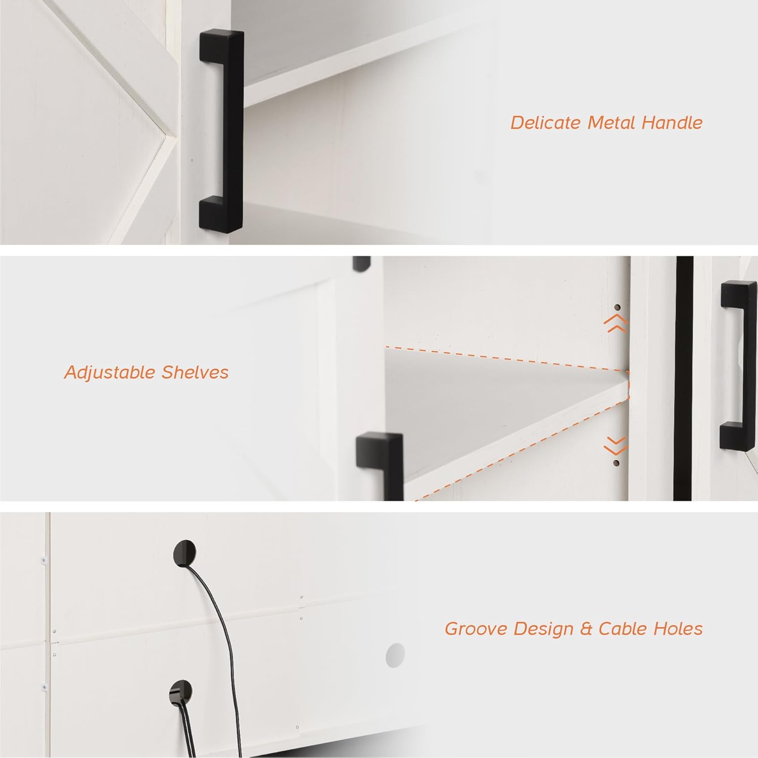 WAMPAT Soporte de TV de granja, moderno centro de entretenimiento con puerta corrediza de granero para televisores de hasta 75 pulgadas, consola