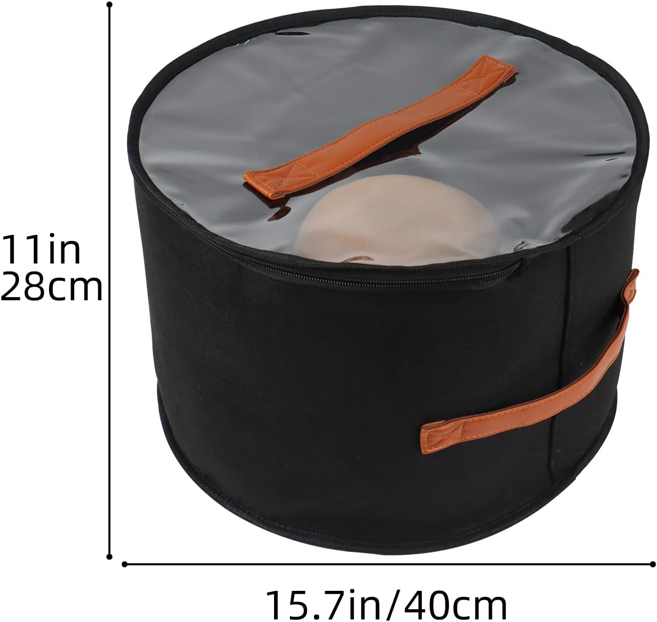 Caja de almacenamiento plegable para sombreros redondos con tapa, caja grande de viaje, organizador de armario decorativo para mujeres y hombres,