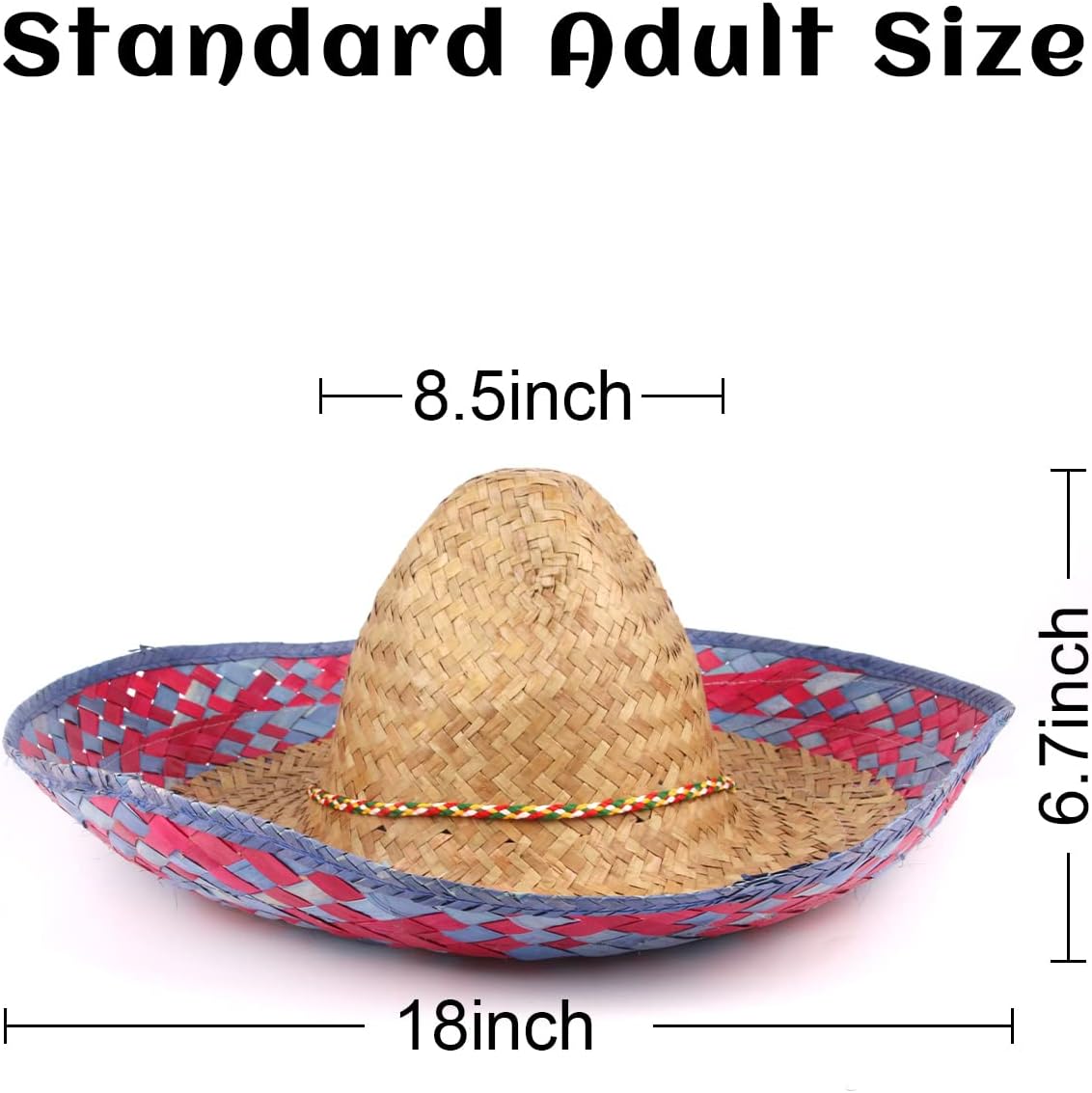 DUNCHATY Sombrero mexicano para adultos, sombrero de paja para fiesta de cinco de mayo, decoración de fiesta temática mexicana