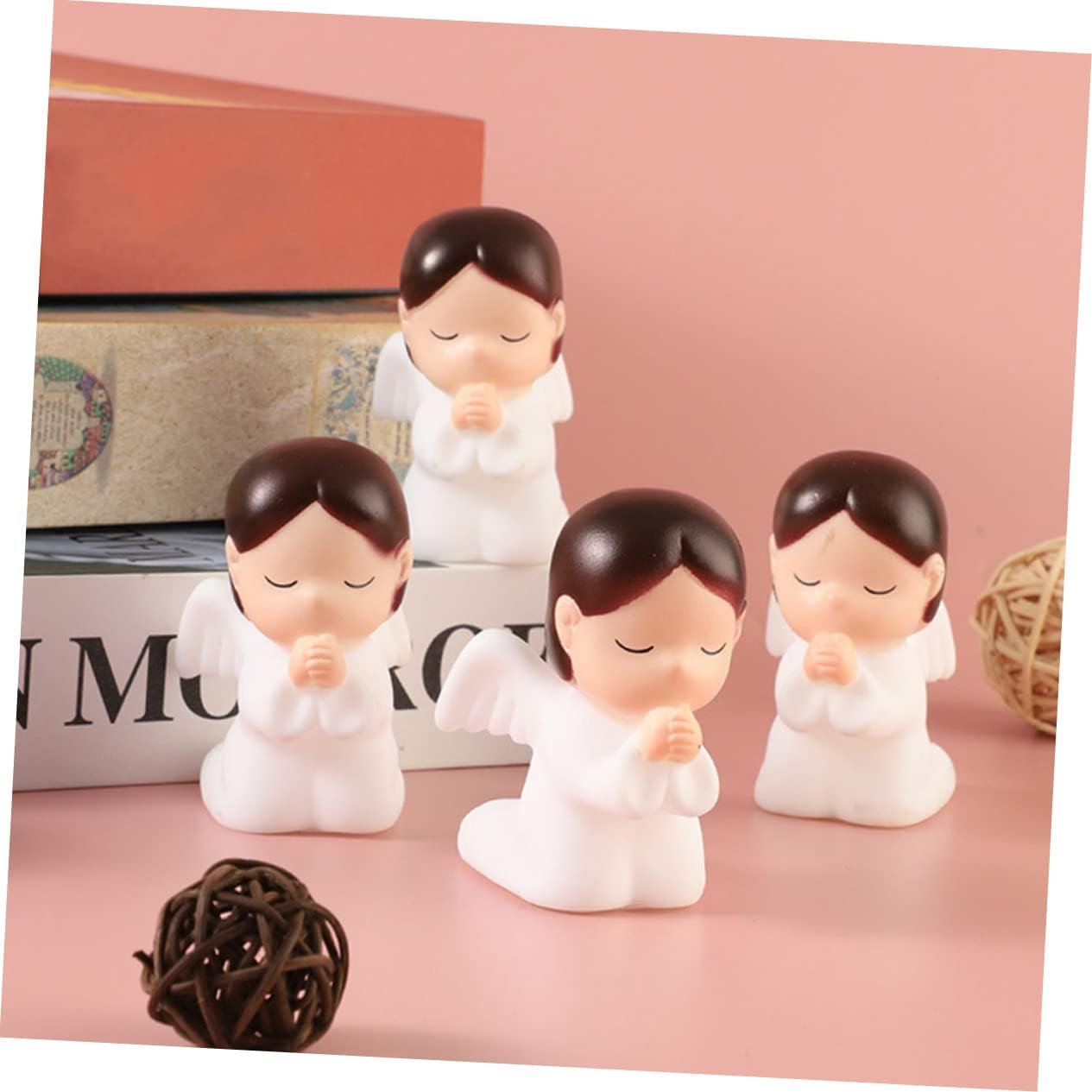GANAZONO 12 piezas de decoración de pastel de hada de ángel, mini figuras de resina, decoración para automóvil, niño, estatuas de querubines, mini