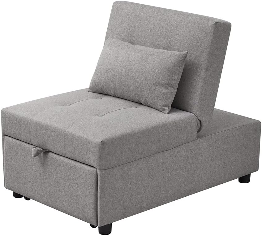 Kings Brand Furniture – Otomana multifuncional, sofá cama, silla convertible, gris claro
