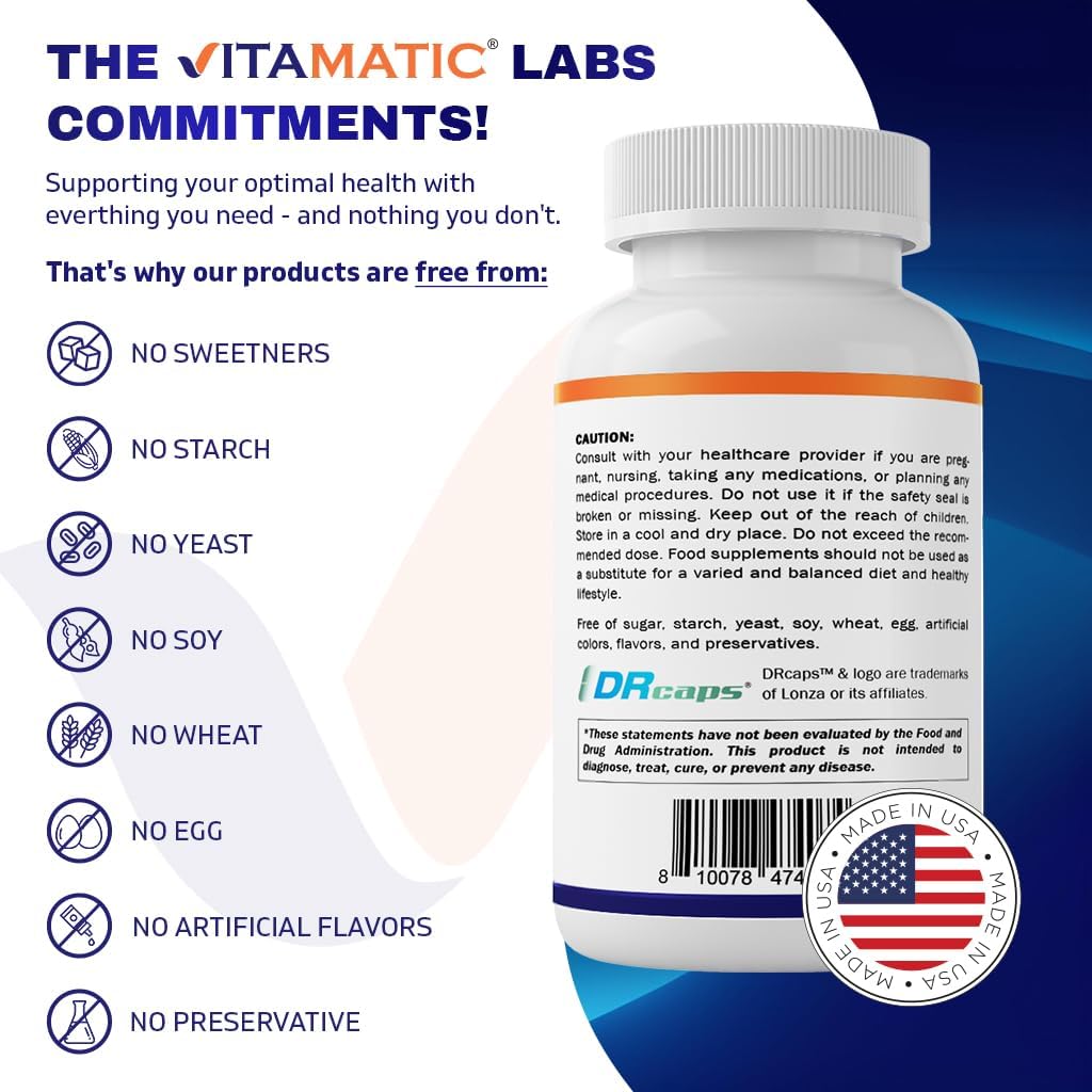 Vitamatic Bacillus Subtilis 10 mil millones por cápsula DR  60 unidades  Apoyo digestivo, intestinal e inmunitario  Fabricado con fibra de inulina