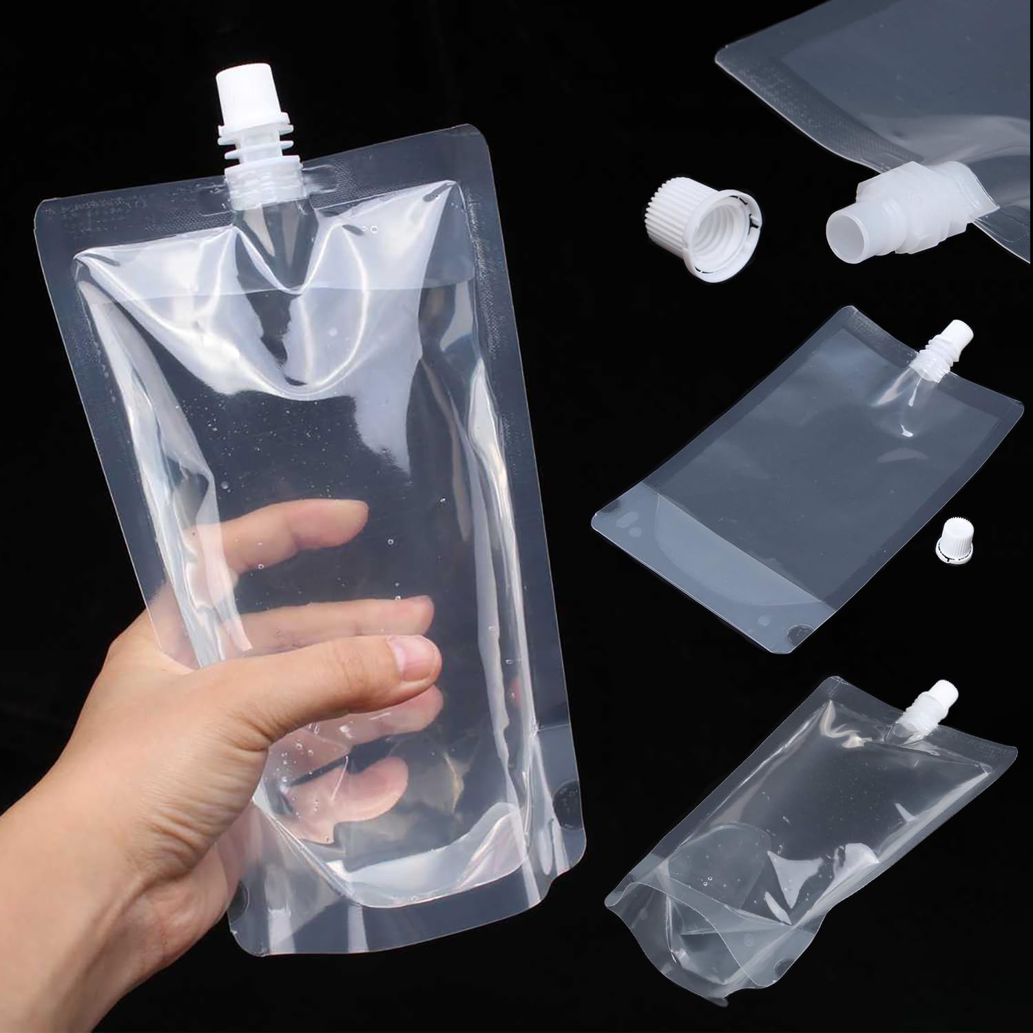 Frascos de plástico reutilizables para crucero, juego de botellas de plástico, bolsas de plástico de viaje para jugos, bolsas de bebidas para viajes