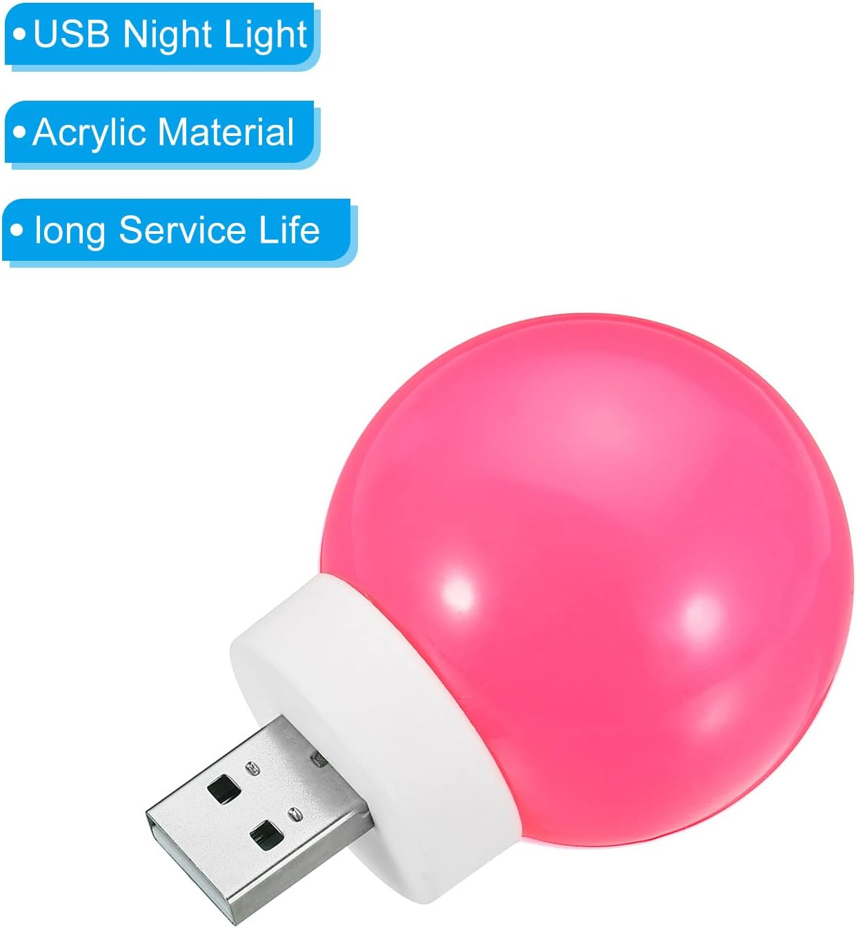 PATIKIL Luces nocturnas USB, paquete de 6 mini bombillas LED portátiles enchufables de 1 W, luz ambiental compacta, luz USB para el hogar, baño,