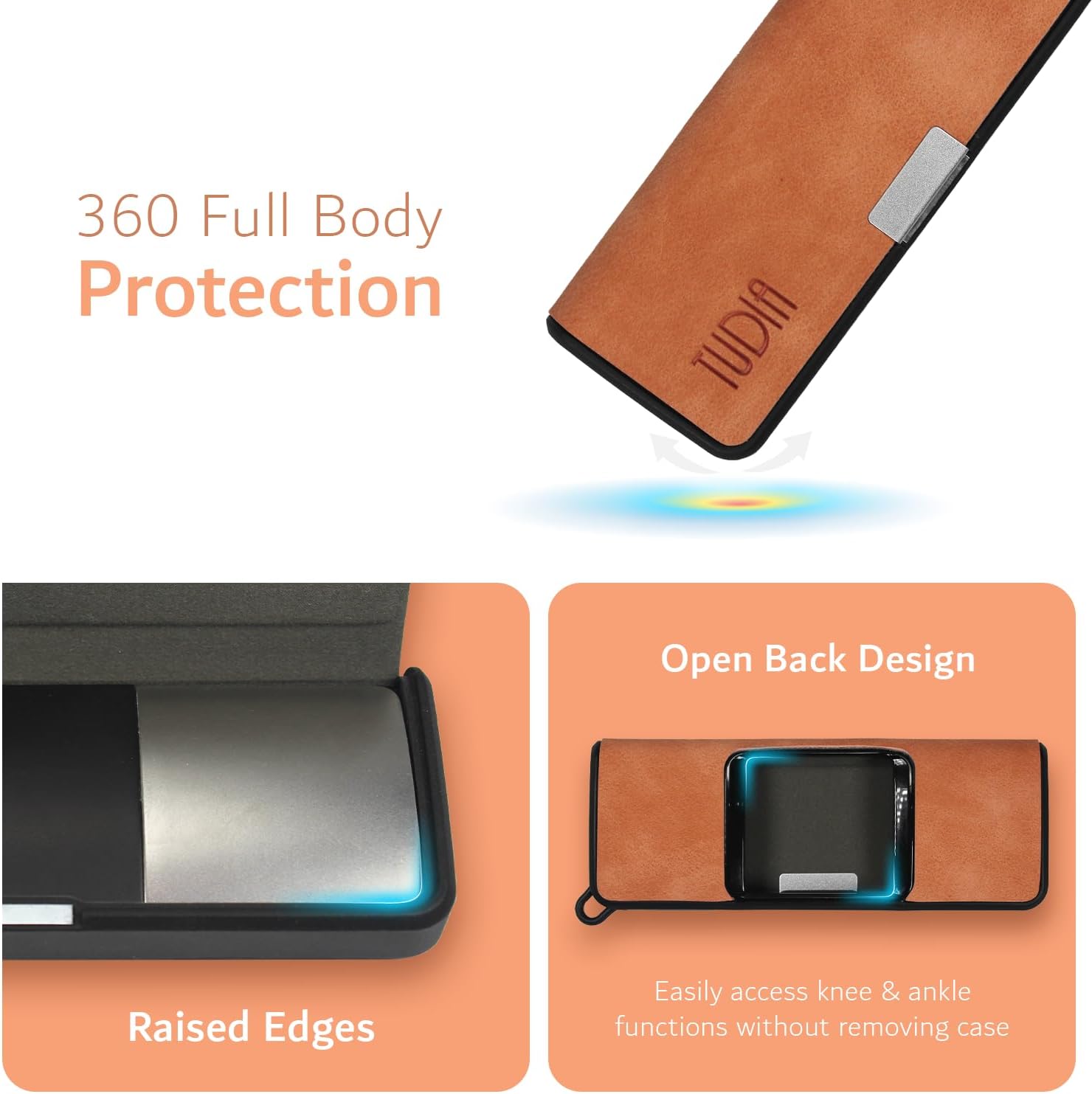 TUDIA Funda de cuero de viaje compatible con KardiaMobile 6L, cierre magnético de cuero duradero con soporte para llaves, ligera, delgada, funda