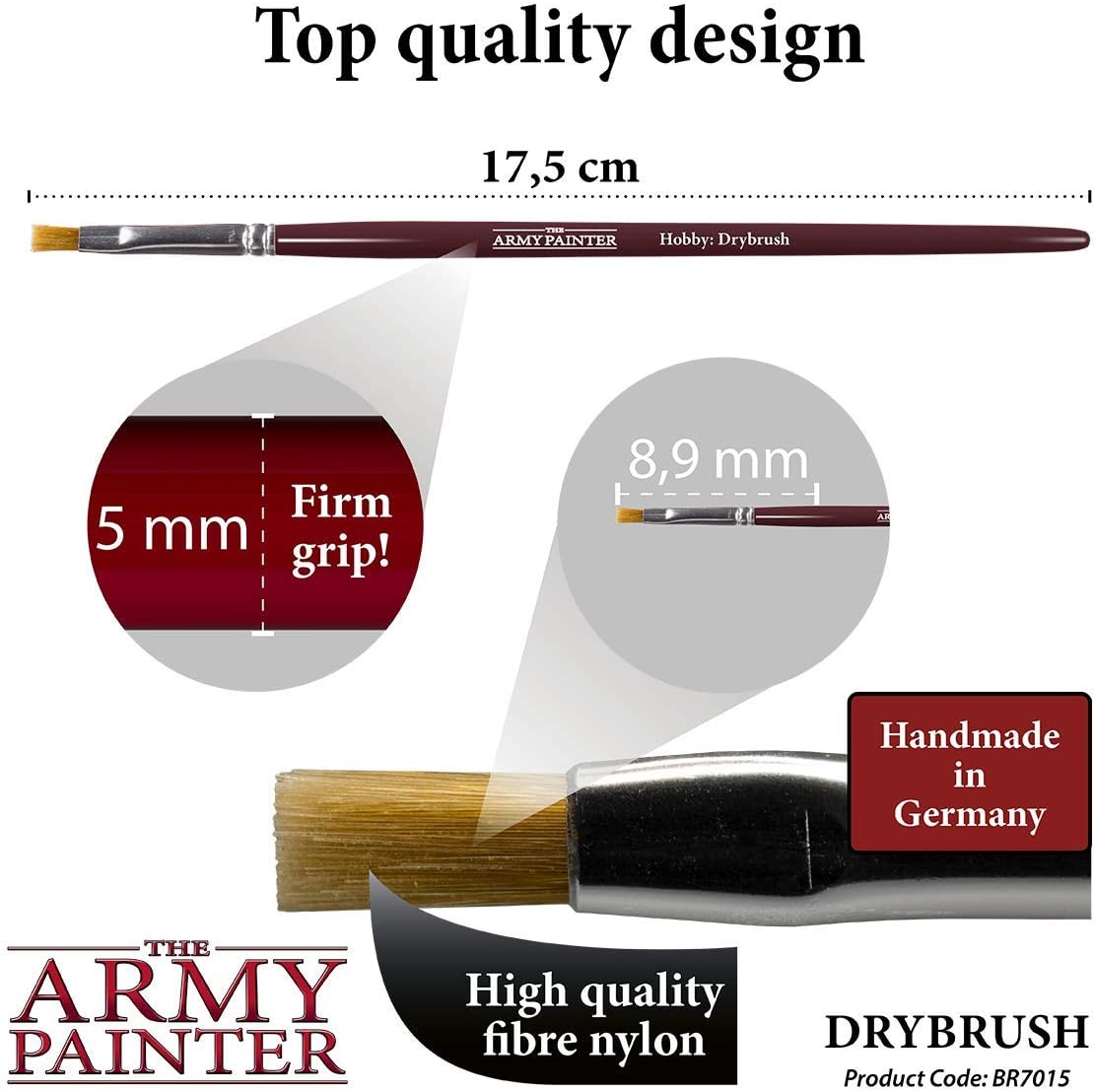 The Army Painter Brush Drybrush – Juego de pinceles de pintura modelo miniatura Hobby con pelo de nailon sintético, pinceles de modelo y pinceles de