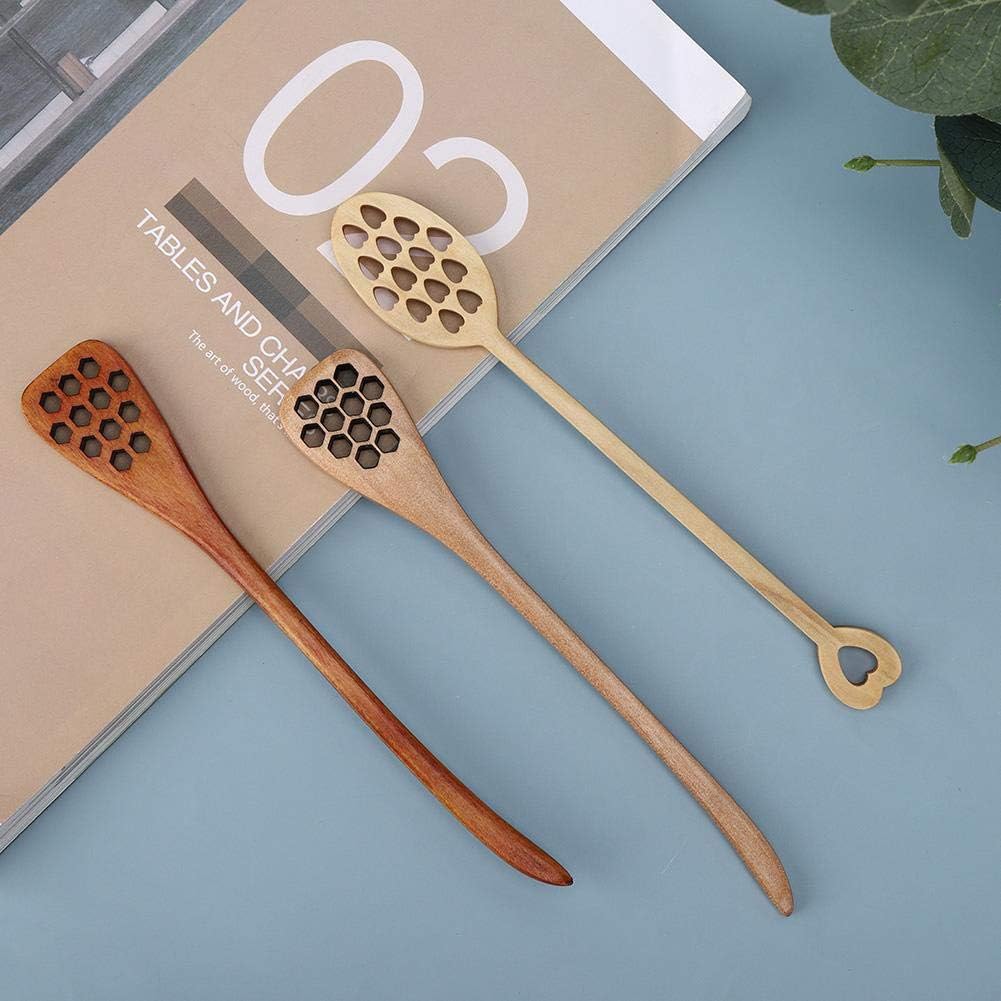 Juego de 3 cucharas mezcladoras de madera biónica de 7 pulgadas con mango largo, barra de agitación reutilizable para café, leche y té