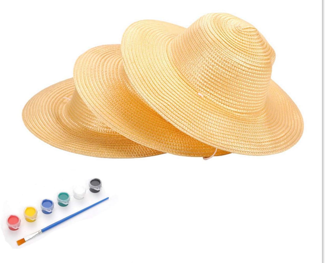 Sombrero de paja de bricolaje para niños, sombrero hecho a mano, sombrero de playa, sombrero de sol de playa, sombrero de pintura artística con