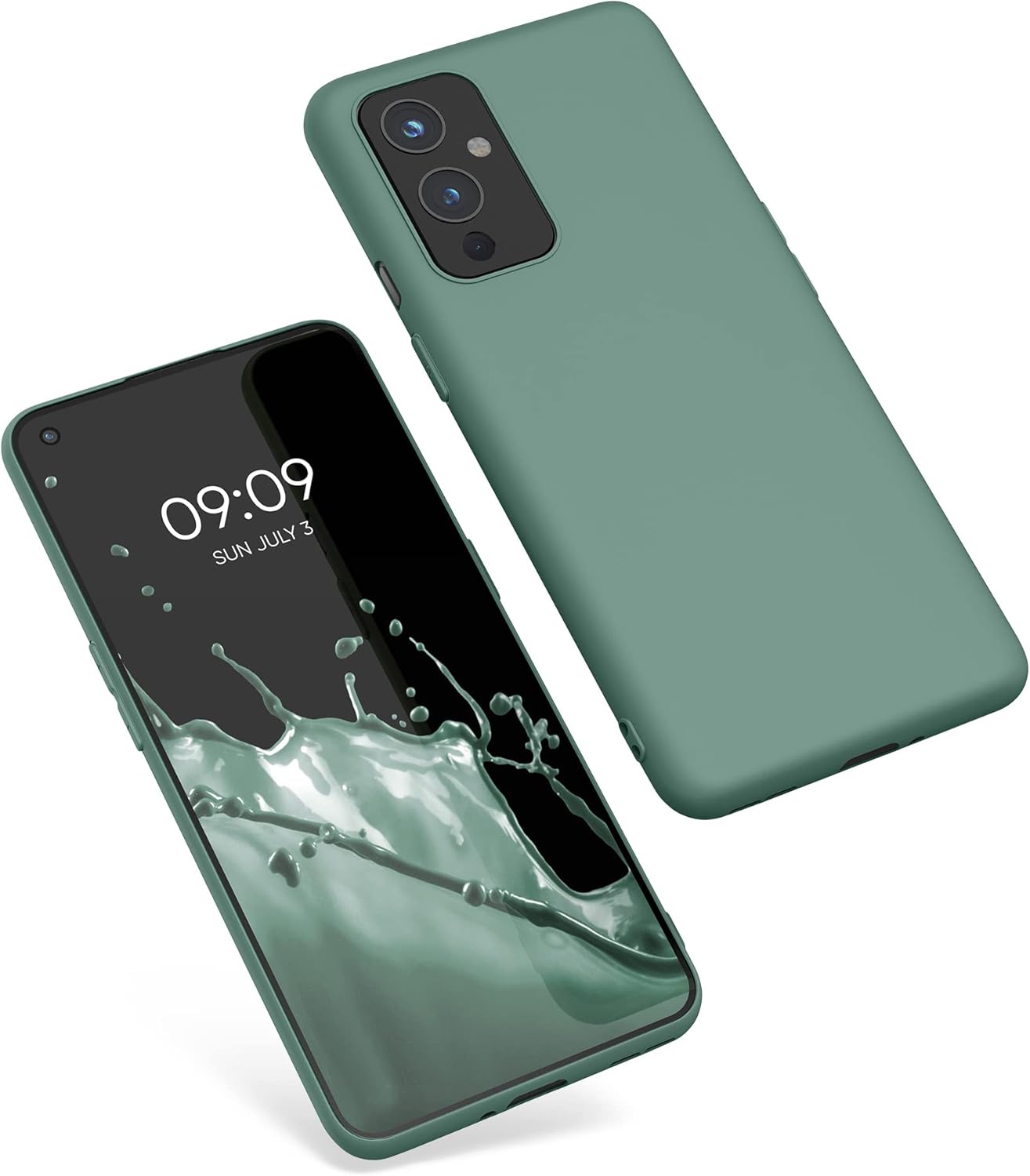 kwmobile Funda compatible con OnePlus 9 (versión EUNA) – Funda protectora de silicona TPU suave y delgada – Verde bosque