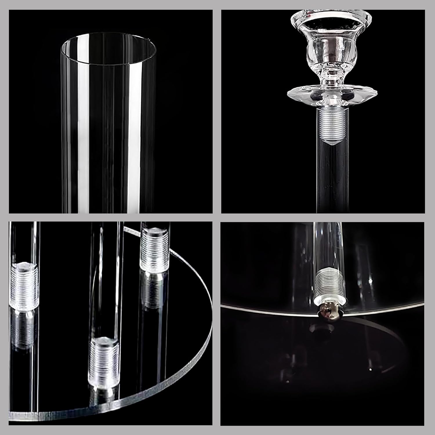 Candelabro transparente de 5 brazos para boda, candelabro acrílico para centro de mesa, candelabro de cristal de 5 brazos con pantalla acrílica para