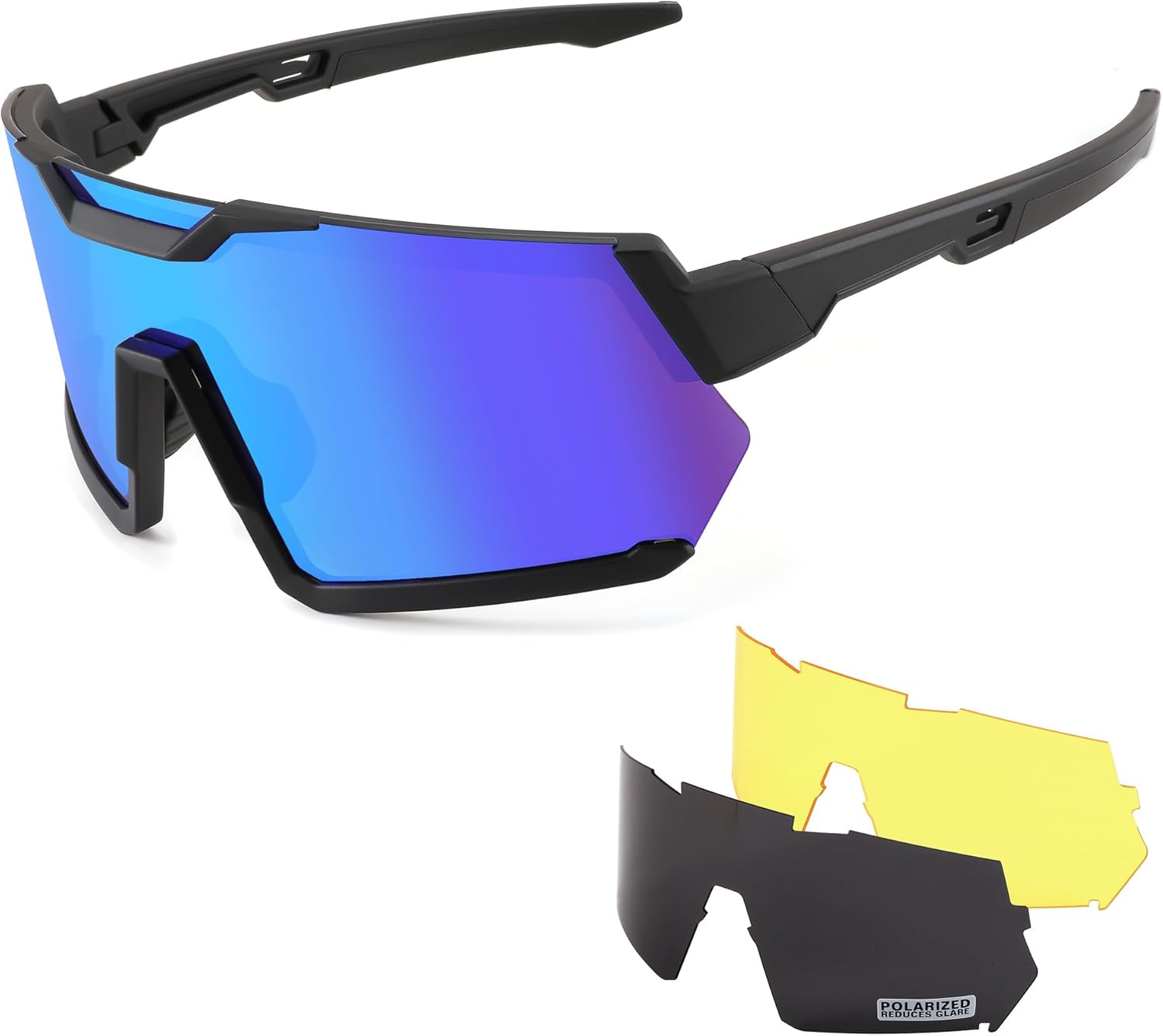 FEISEDY Gafas de sol de ciclismo para hombres y mujeres, con 3 lentes intercambiables, TR90 gafas deportivas de béisbol para jóvenes y adolescentes