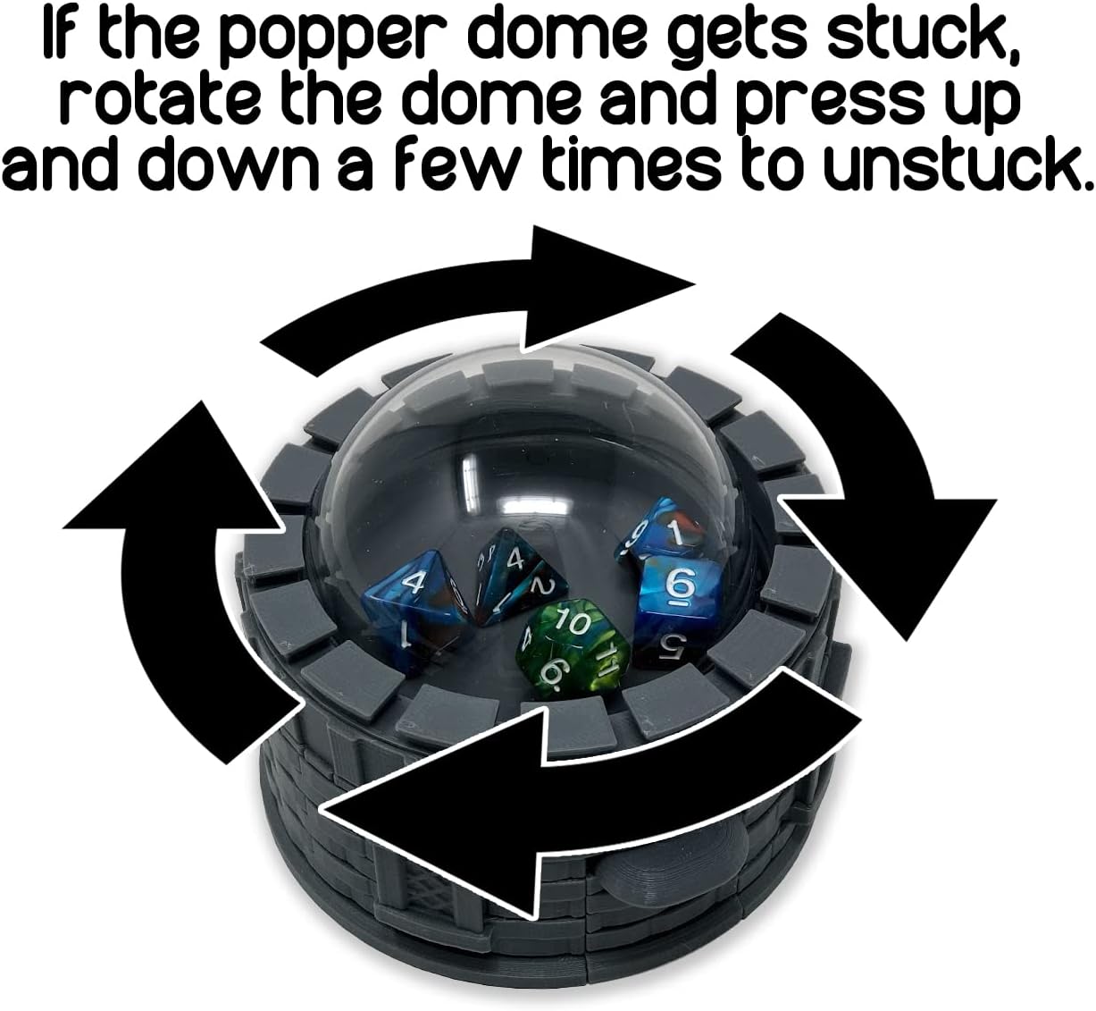 MunnyGrubbers - Castle Dice Popper V2 para TTRPG y juegos de mesa - Juego de dados D20 aleatorio de 7 piezas D20 incluido - Rodillo de dados - Torre - Imagen 4
