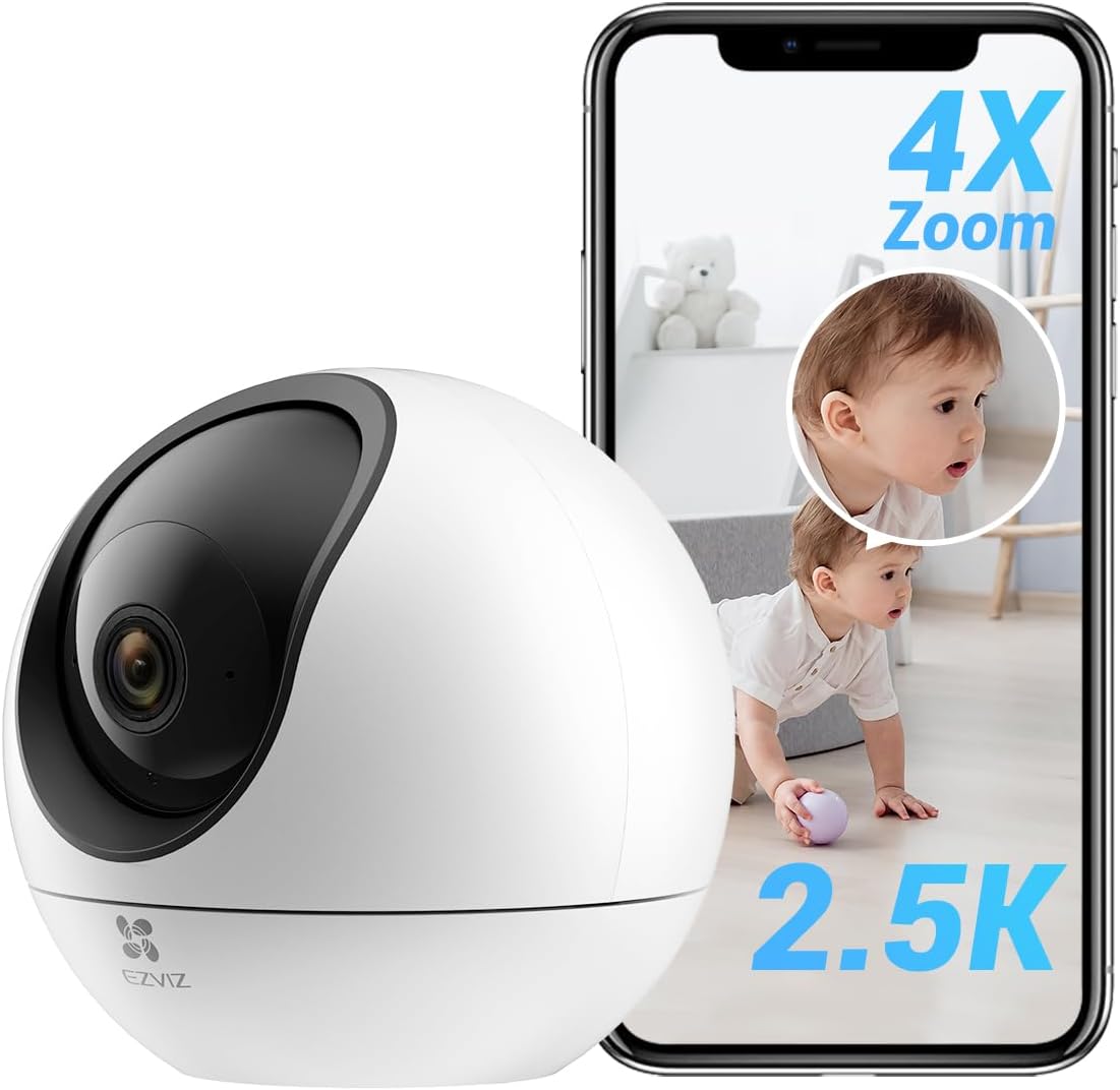 EZVIZ Cámara interior de 4 MP, monitor de mascotas panorámicainclinable con detección de humanos y mascotas AI, detección de actividad de voz,