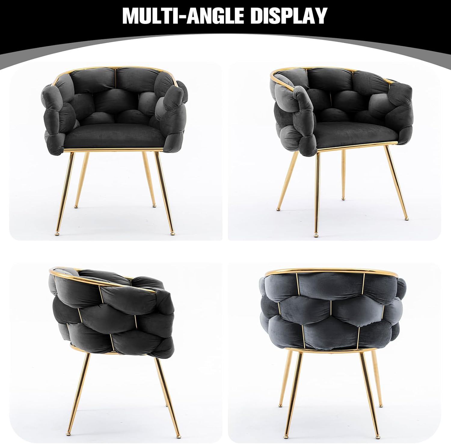 Sillas de comedor de terciopelo, sillas decorativas modernas con patas de metal dorado para comedor, cocina, tocador, sala de estar, juego de 2
