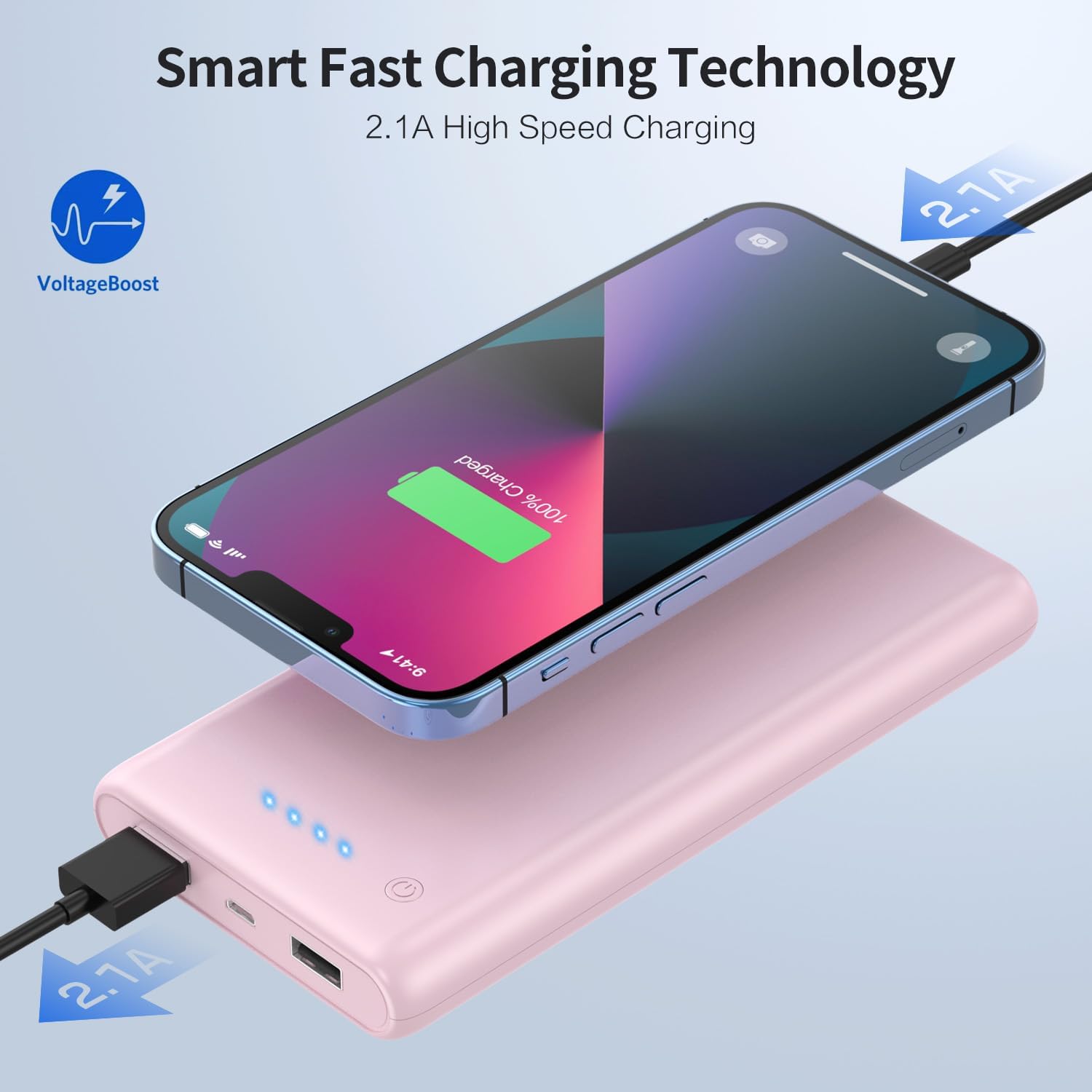 Cargador portátil de 26800 mAh, batería externa para teléfono celular de alta capacidad, 2 salidas USB, carga de alta velocidad, compatible con