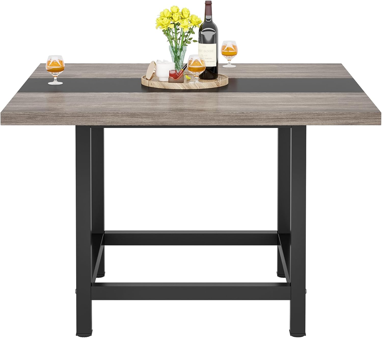 Tribesigns Mesa de comedor cuadrada para 4 personas, casa de campo de 39.4 x 39.4 x 29.5 pulgadas, mesa de cocina de madera, mesa de comedor